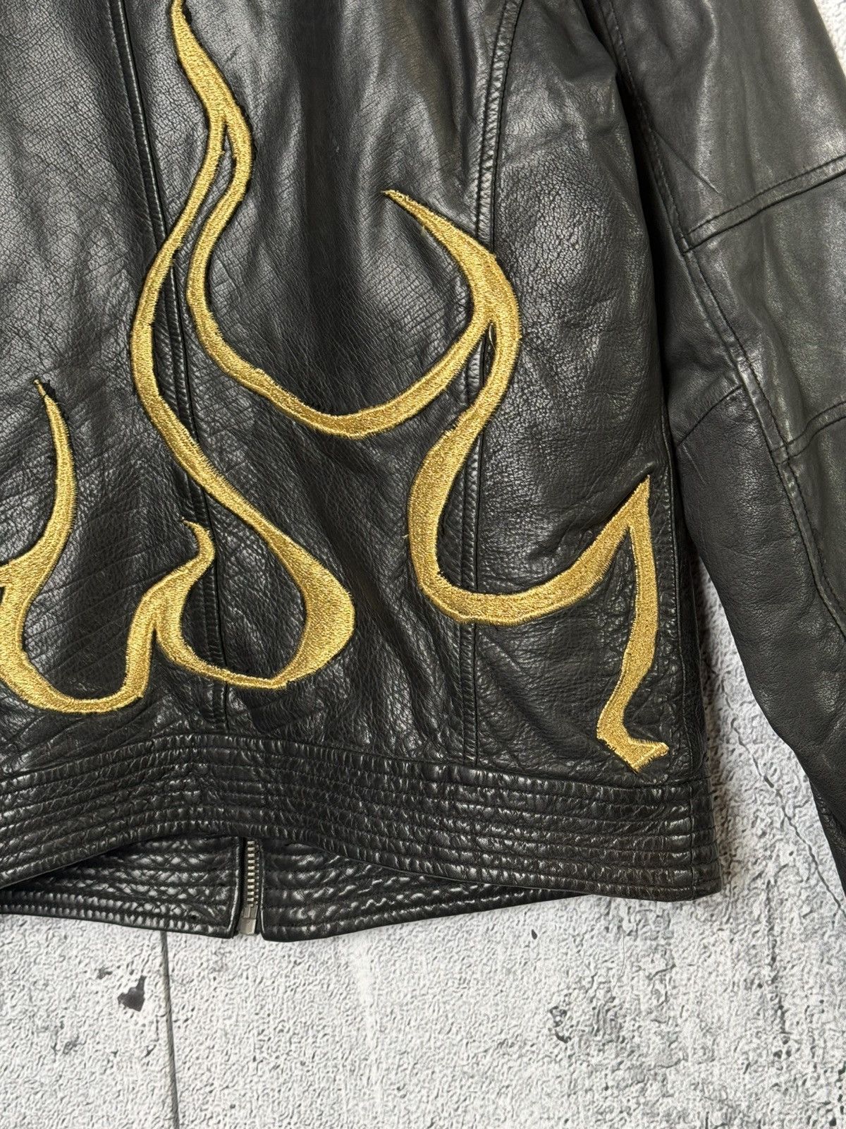 Wilsons Leather Vintage Wilsons Leather Black Biker Jacket Embroidered Flame Size US S / EU 44-46 / 1 - 11 Thumbnail
