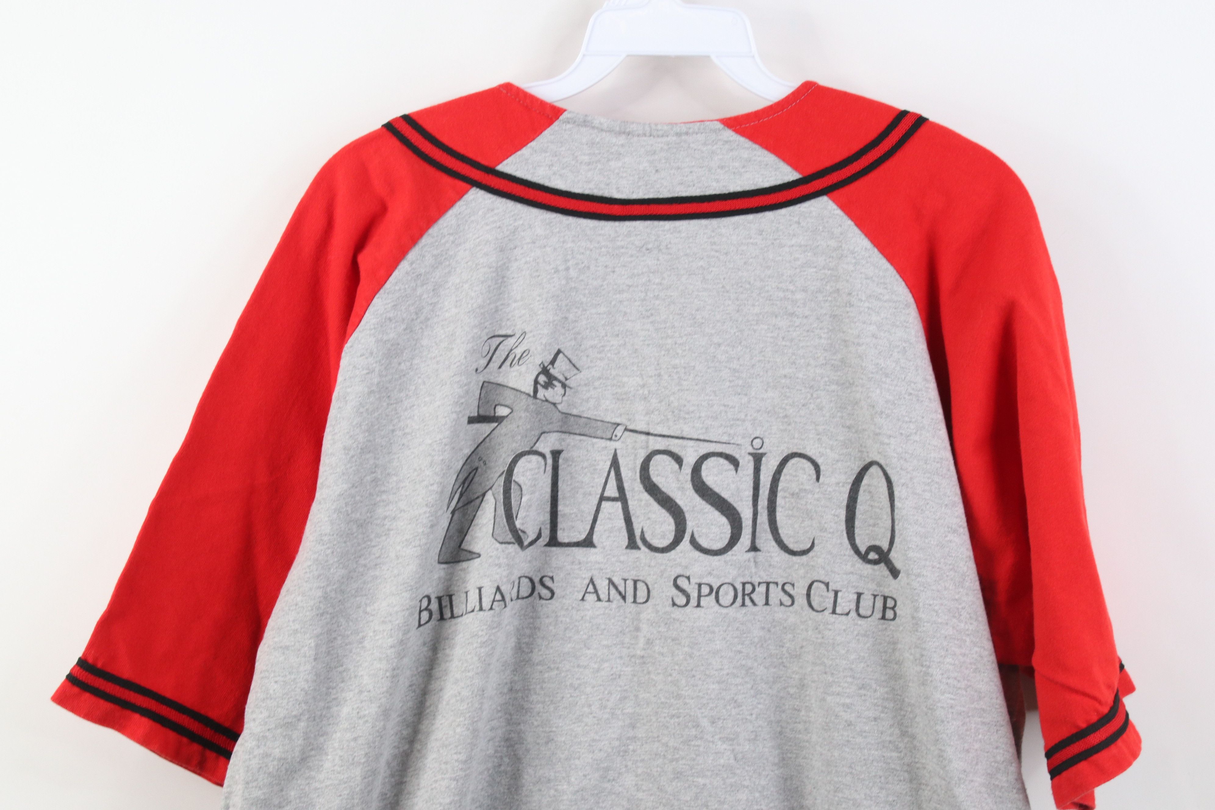 Vintage Vintage 90s Q Billiards Sports Club Baseball Jersey Gray USA Size US L / EU 52-54 / 3 - 13 Thumbnail
