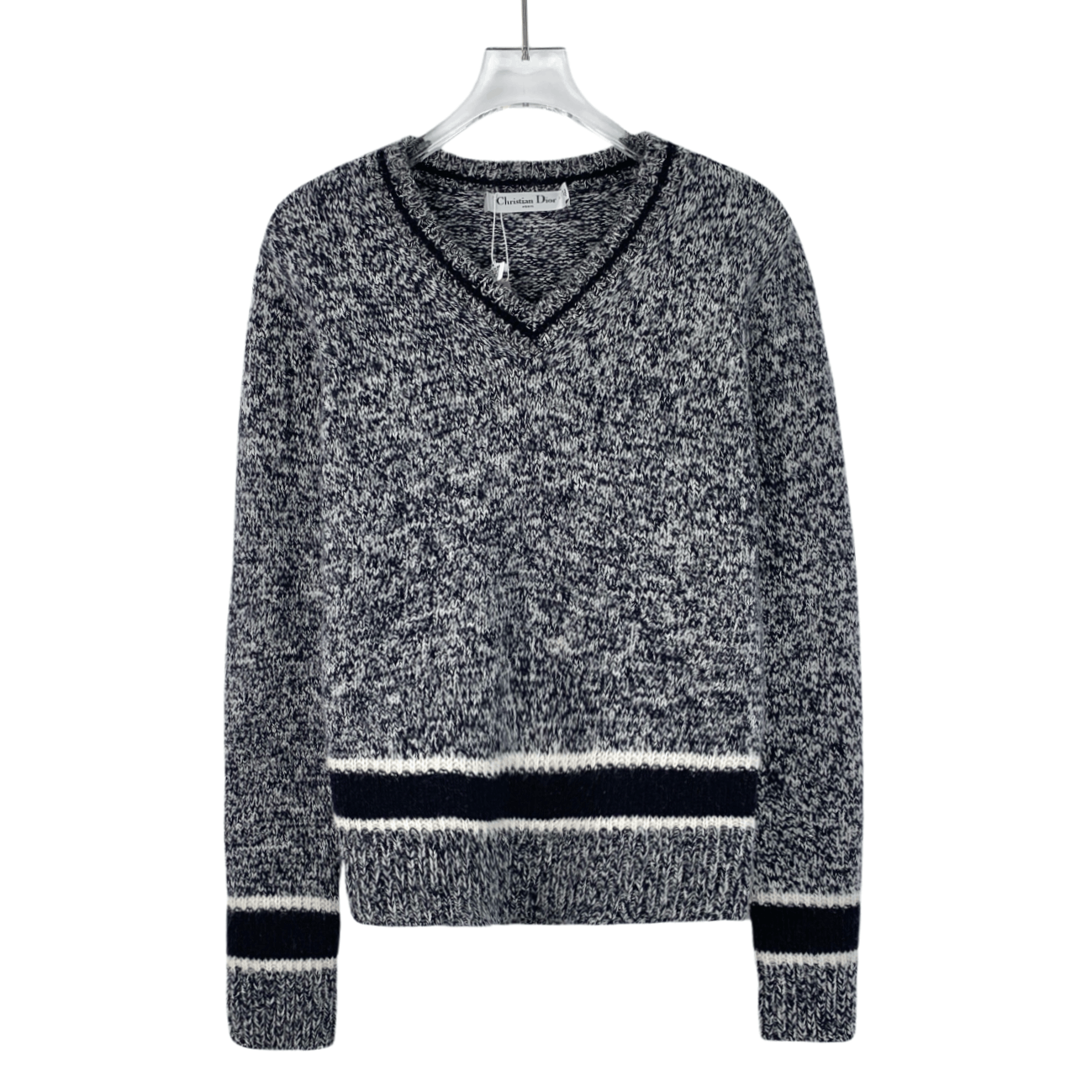 Dior Dior Grey Letter Embroidery Sleeve Sweater (Size 34) Size XXS / US 00 / IT 34 - 1 Thumbnail
