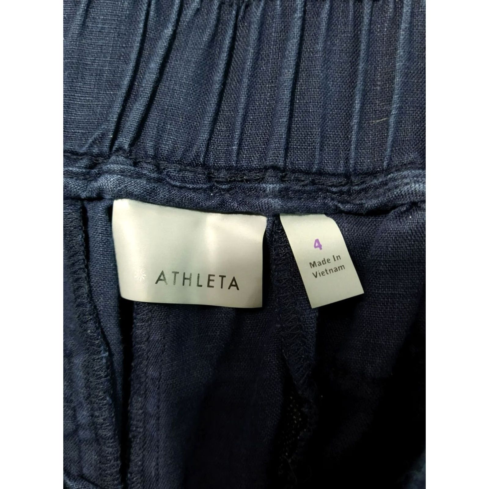 Athleta Athleta Pants Womens 4 Navy Blue Linen Ankle Taper Leg Pull On Mid Rise Pants Size 27" / US 4 / IT 40 - 7 Thumbnail