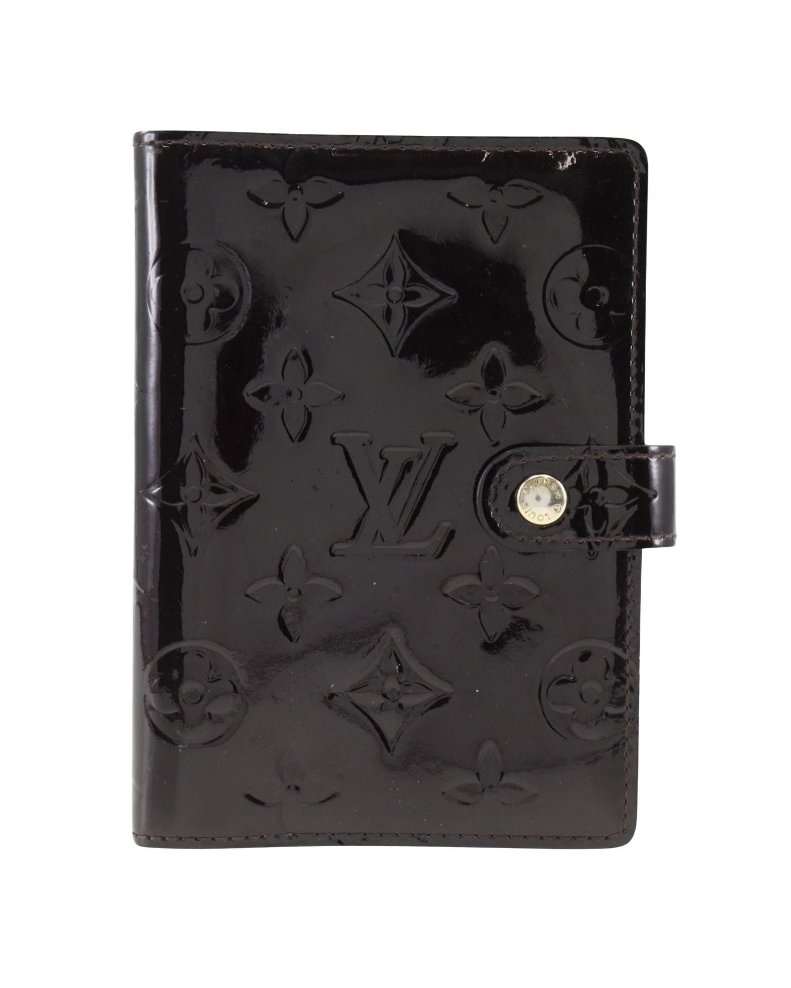 image of Louis Vuitton Sophisticated Brown Patent Leather Agenda Cover, Women's