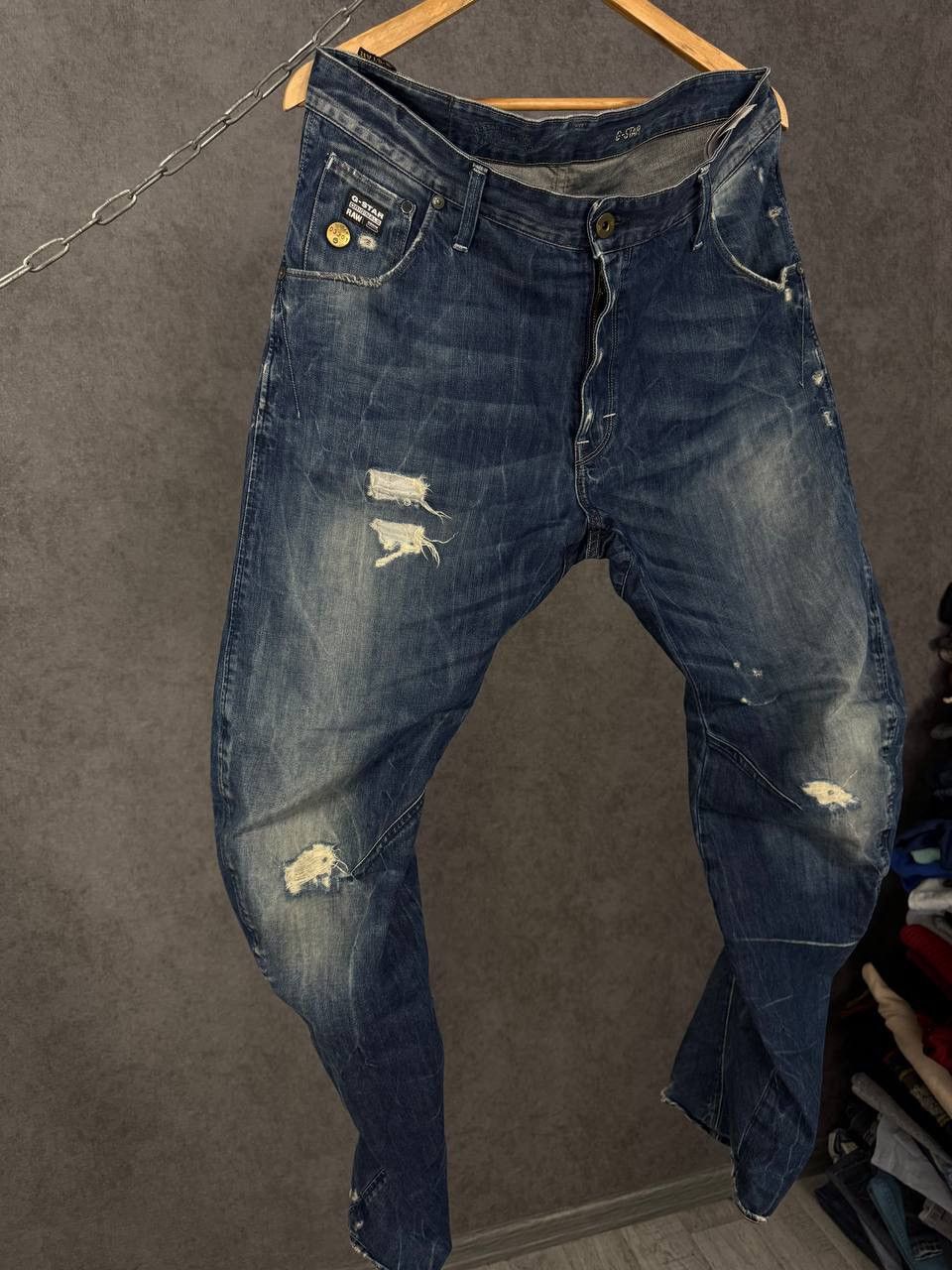 G-Star G Star Raw designer distressed denim asymmetric jeans Size US 33 - 3 Thumbnail