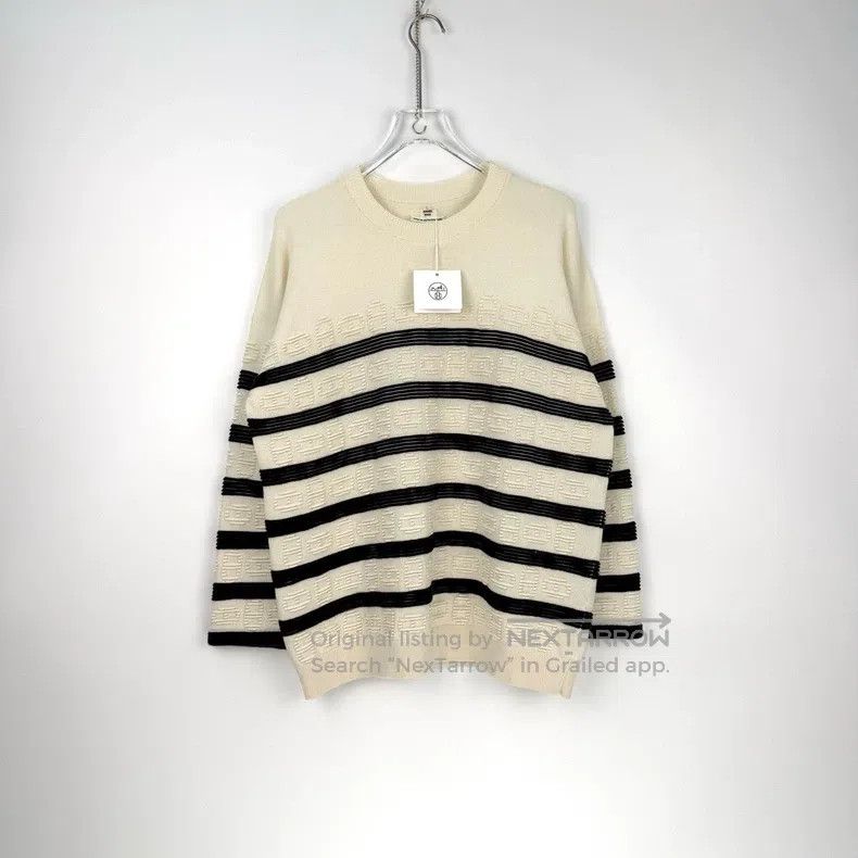 Hermes Hermes Dark Blue and White Striped Pig Nose Cashmere Sweat Size S / US 4 / IT 40 - 3 Thumbnail