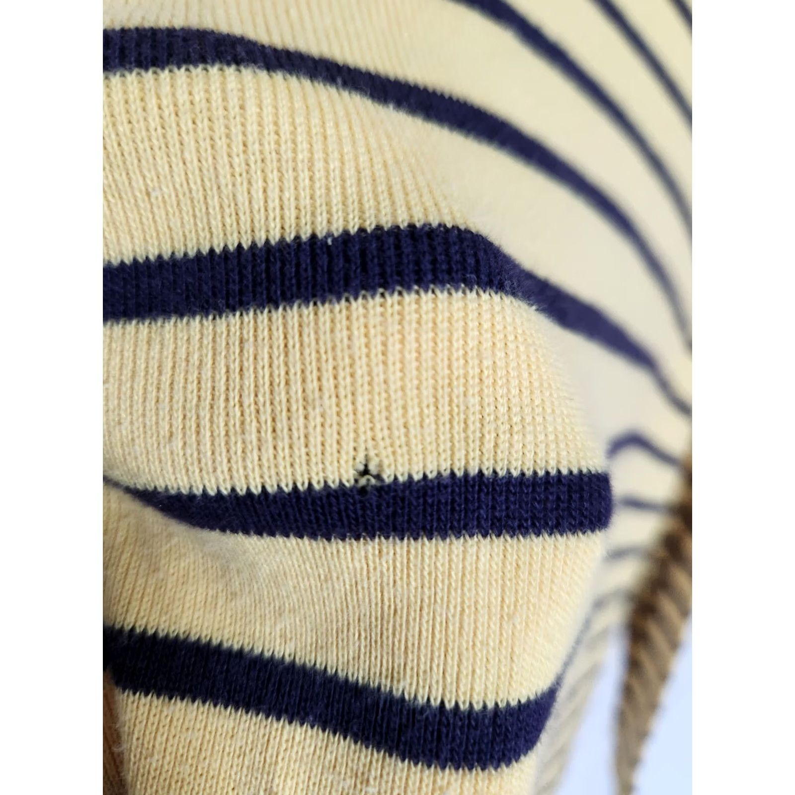 Vintage L.L. Bean Womens L Sweater Pullover Striped 1/4 Zip Mock Neck Long Sleeve Yellow Blue Size L / US 10 / IT 46 - 5 Thumbnail