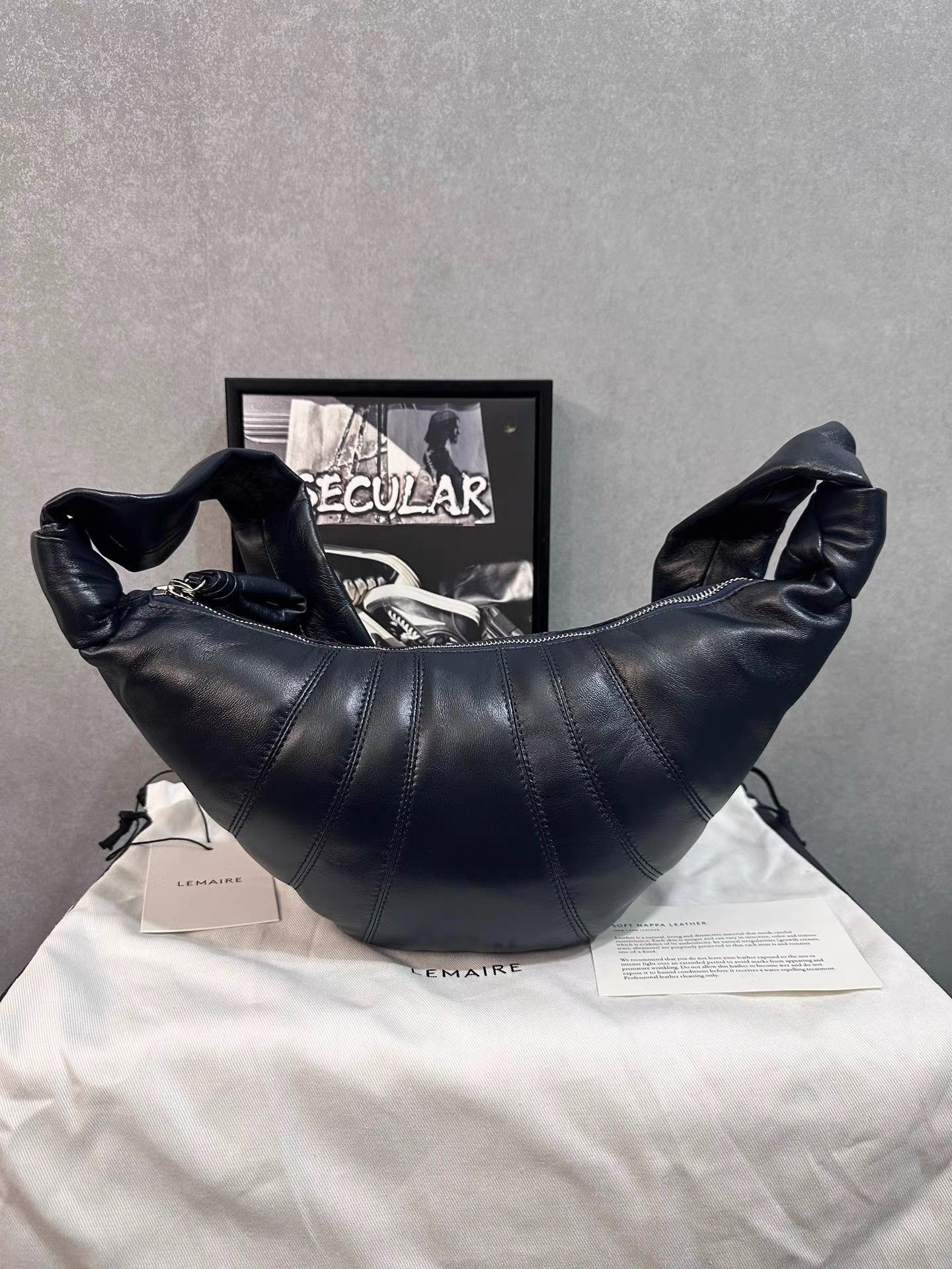 Lemaire Lemaire Midnight Blue Small Lambskin Croissant Bag K34 Size ONE SIZE - 2 Thumbnail