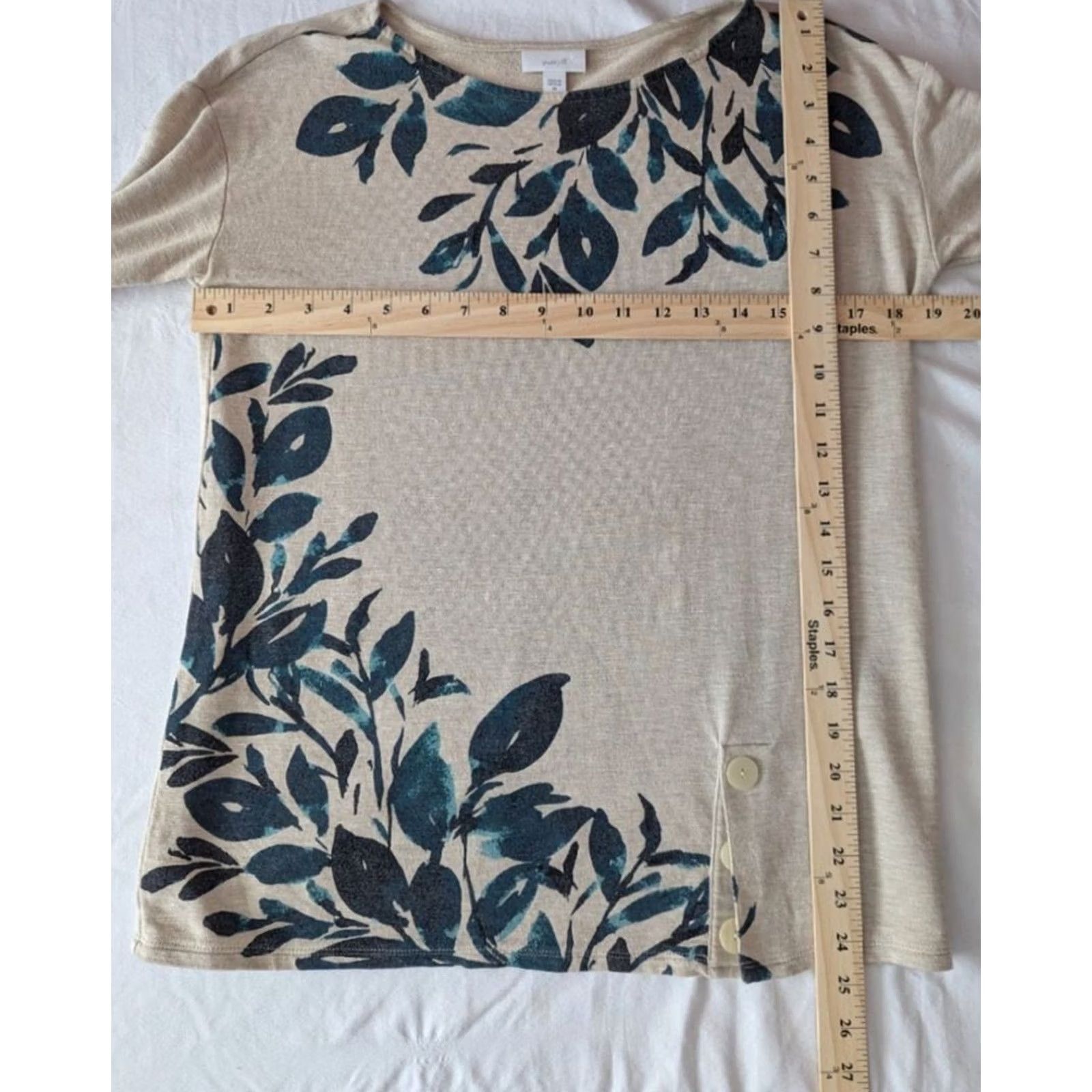Buttero Pure Jill Butter Soft Top Women's XS Leaf Print Button Detail Size XS / US 0-2 / IT 36-38 - 7 Thumbnail