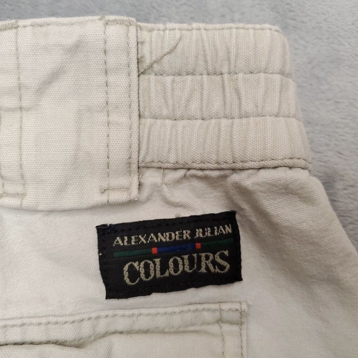 Alexander Julian VINTAGE Alexander Julian Colours Shorts Mens 38 Cargo Canvas Elastic Waist Hike Outdoors Beige Cargo Pocket Mens Size US 38 / EU 54 - 4 Thumbnail