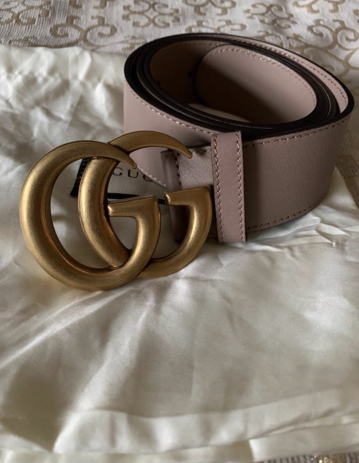 Gucci Pink Leather Belt with Gold Interlocking Buckle Size ONE SIZE - 1 Thumbnail