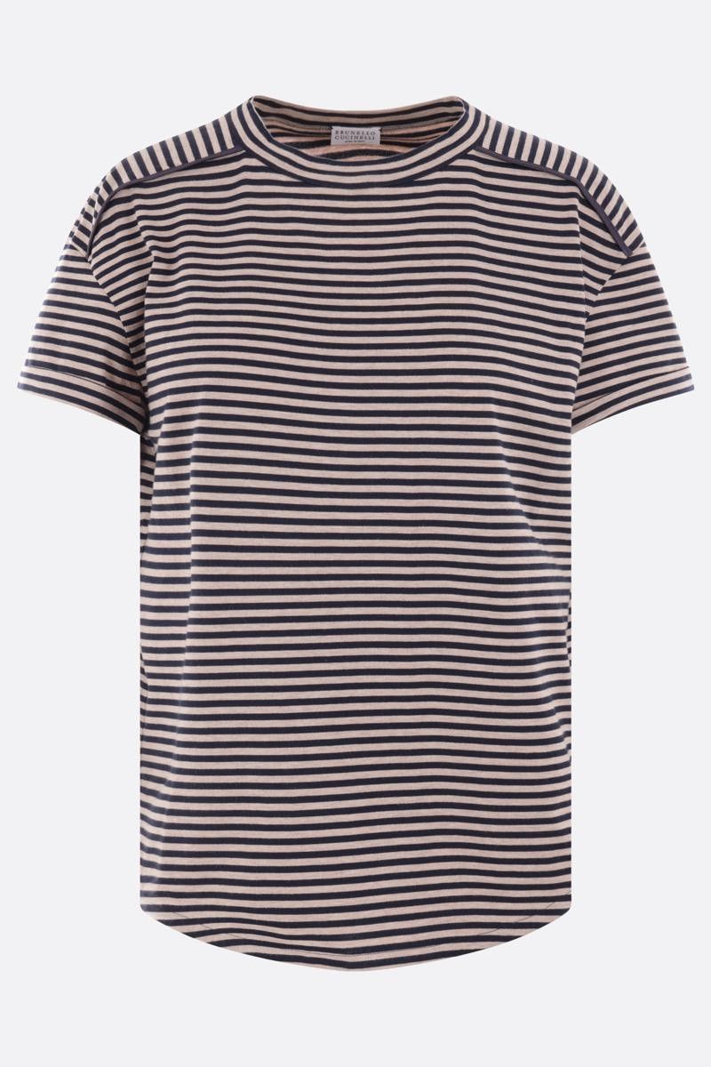 Brunello Cucinelli o1y0825 Crewneck T-Shirt in Beige/Black Size S / US 4 / IT 40 - 1 Thumbnail