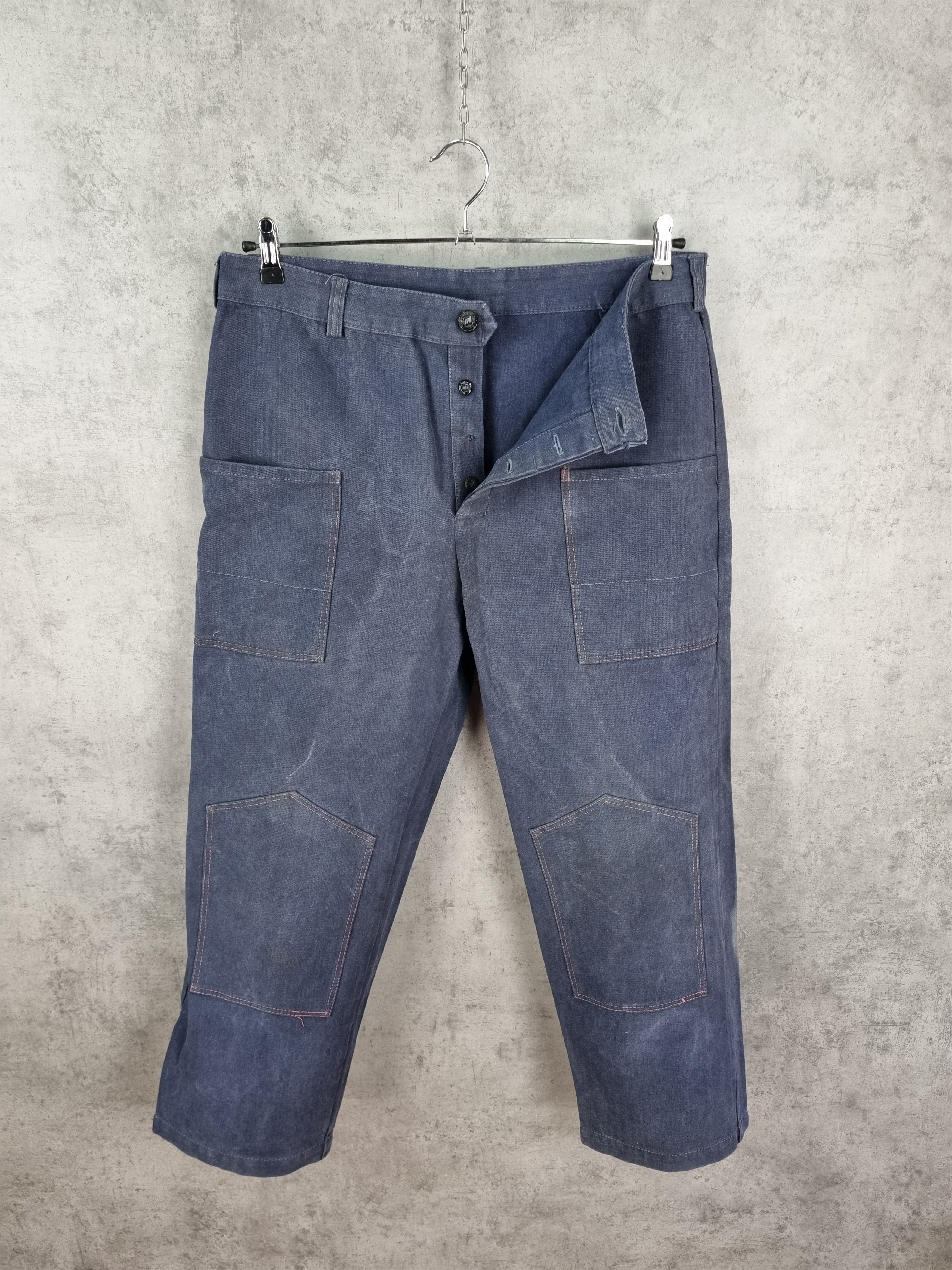 Le Laboureur × Vetra × Vintage Rare Double knees 60s Faded Workers pants Thrashed Punk Size US 32 / EU 48 - 9 Thumbnail