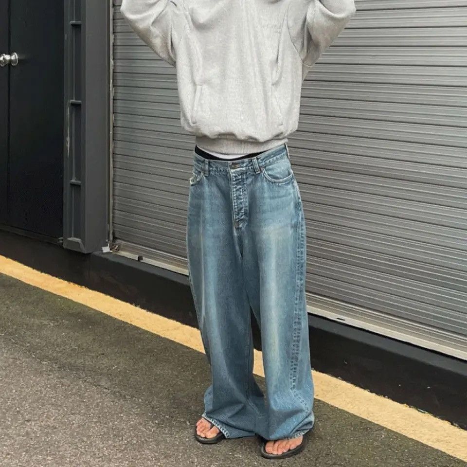 Japanese Brand × Vintage Washed Blue Baggy Jeans Pants Oversized y2k Size US 34 / EU 50 - 3 Thumbnail