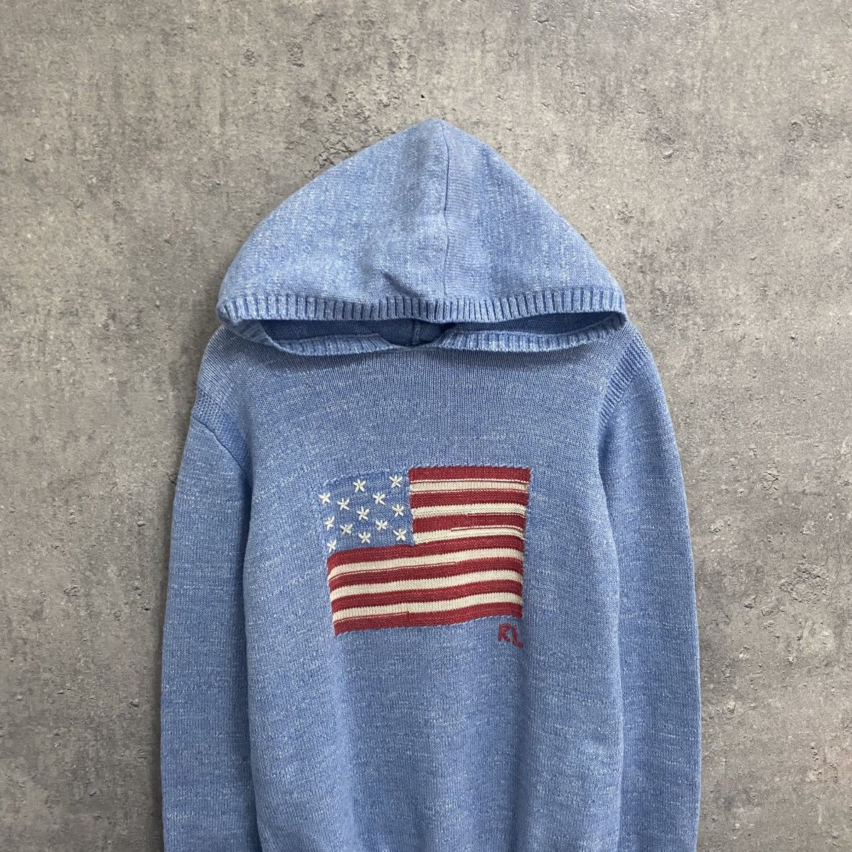 Polo Ralph Lauren Vintage Y2K Polo Ralph Lauren Knit Hoodie Sweater USA Flag Size US M / EU 48-50 / 2 - 4 Thumbnail