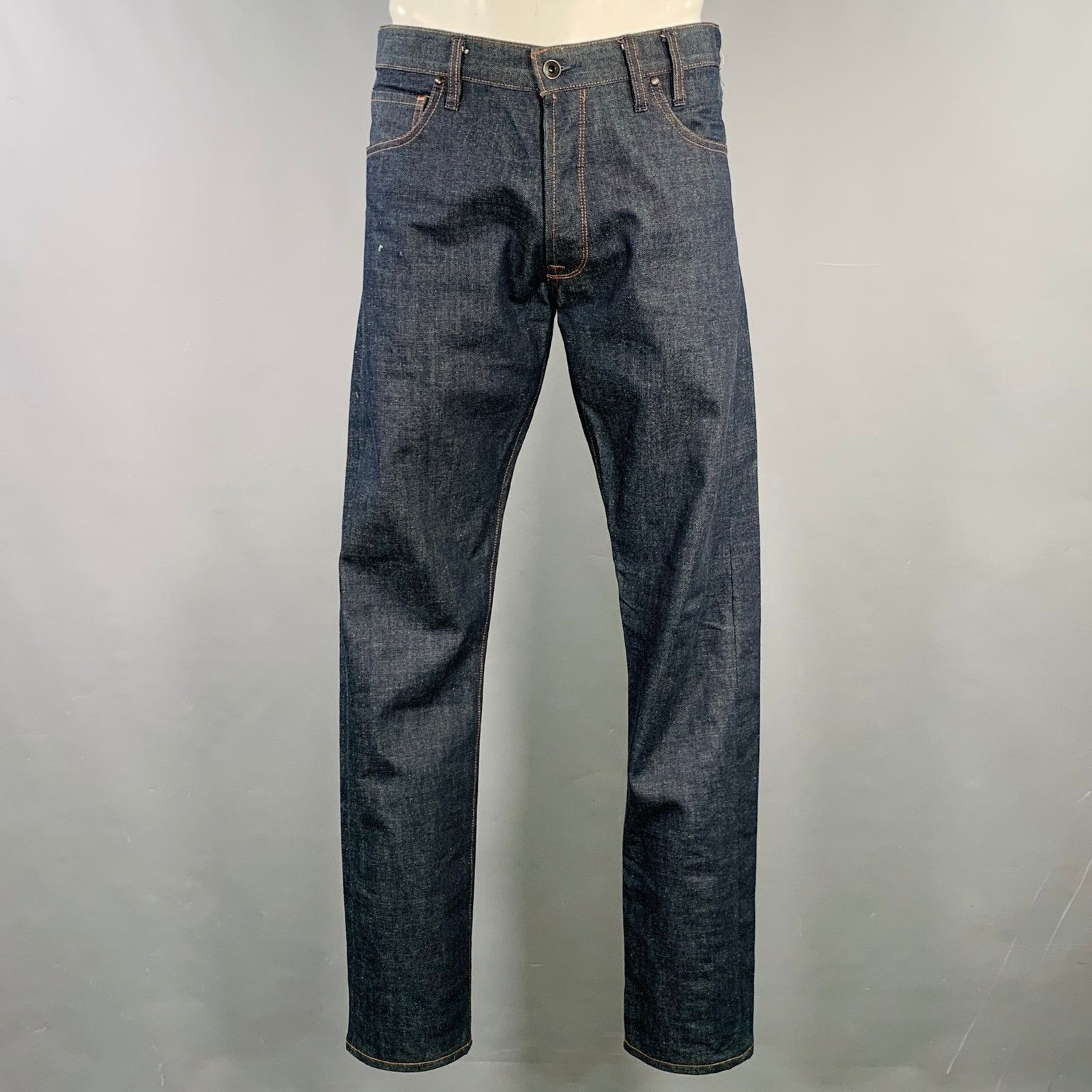 Other A-B FITS 34 Navy Contrast Stitch Cotton Button Fly Jeans Size US 34 / EU 50 - 1 Thumbnail