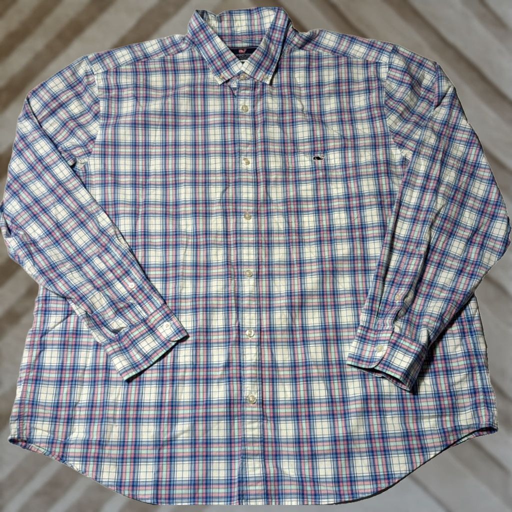 Vineyard Vines VINEYARD VINES Classic Fit Tucker Shirt Men 2XL Pink Plaid Cotton Button-Up Long Sleeve 100% Cotton Shirt Size US XXL / EU 58 / 5 - 1 Thumbnail