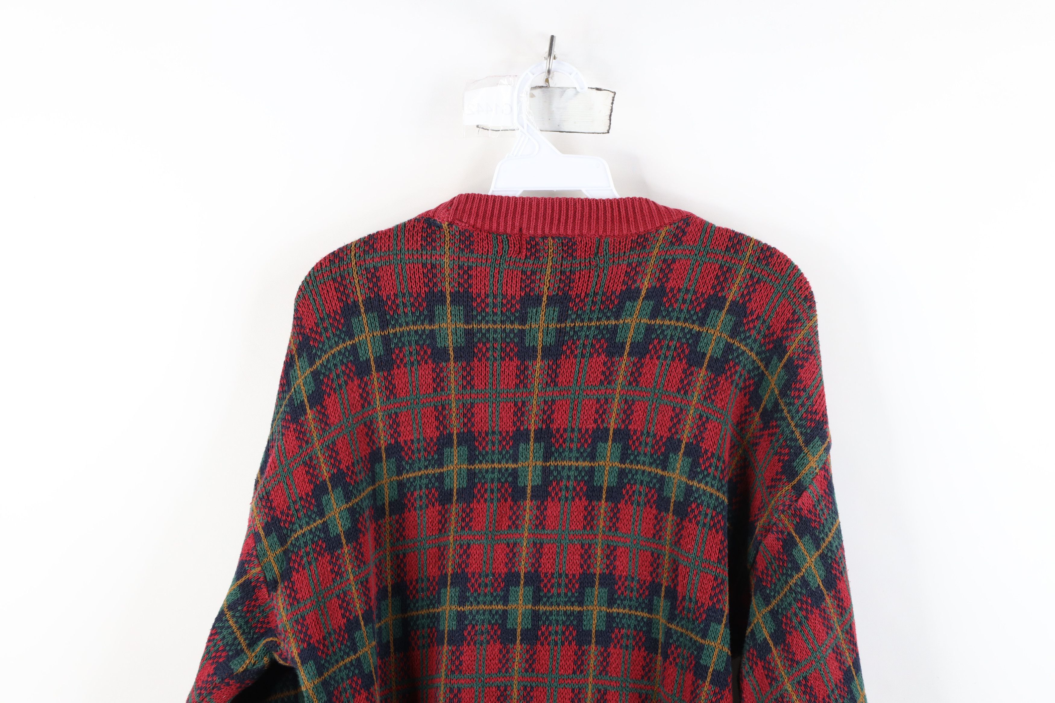 Vintage Vintage 90s Streetwear Cotton Knit Crewneck Sweater Plaid Size US M / EU 48-50 / 2 - 9 Thumbnail