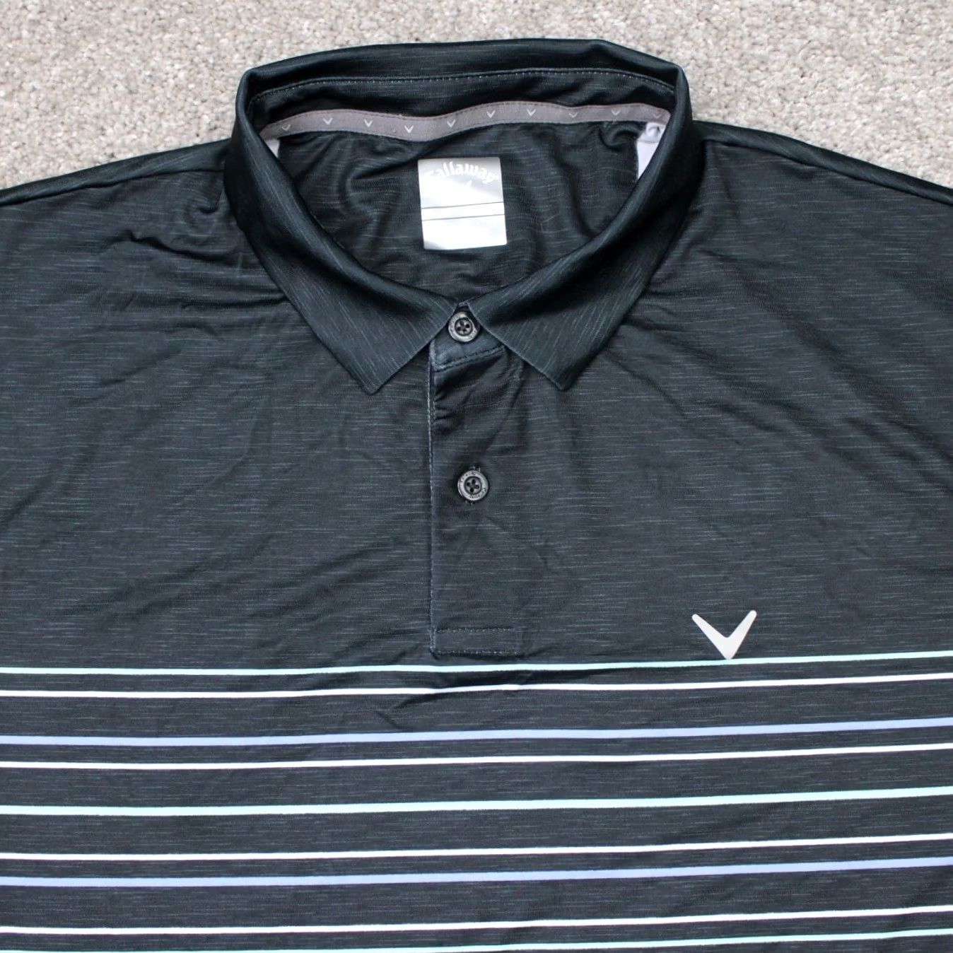 Callaway Callaway Opti-Dri Polo Shirt Mens Large Black Striped Short Sleeve Golf Shirt Shipped Next Business Day Size US L / EU 52-54 / 3 - 6 Thumbnail