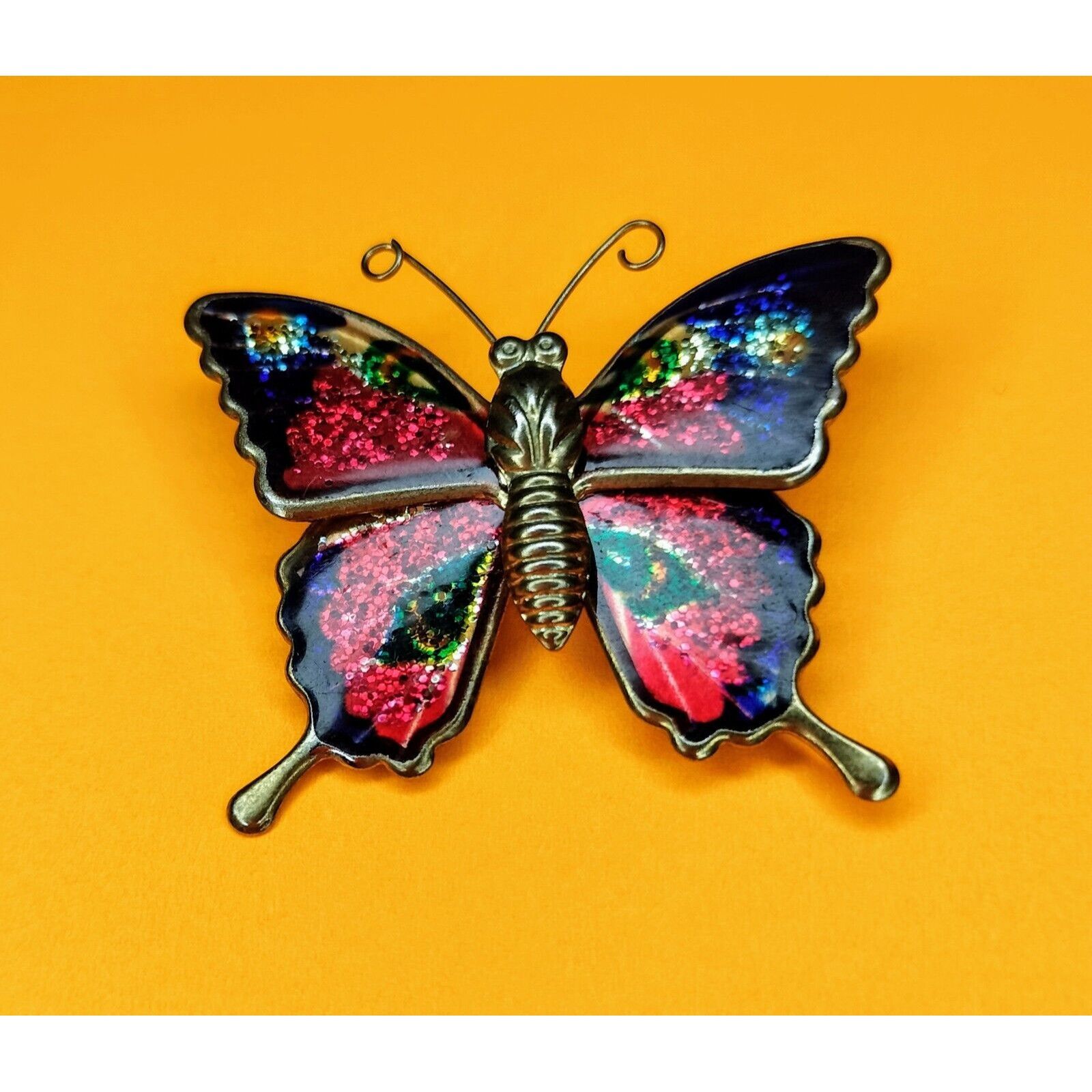 Other Colorful Enameled Butterfly Pin Gold Tone Jewelry Brooch Gli Size ONE SIZE - 7 Thumbnail