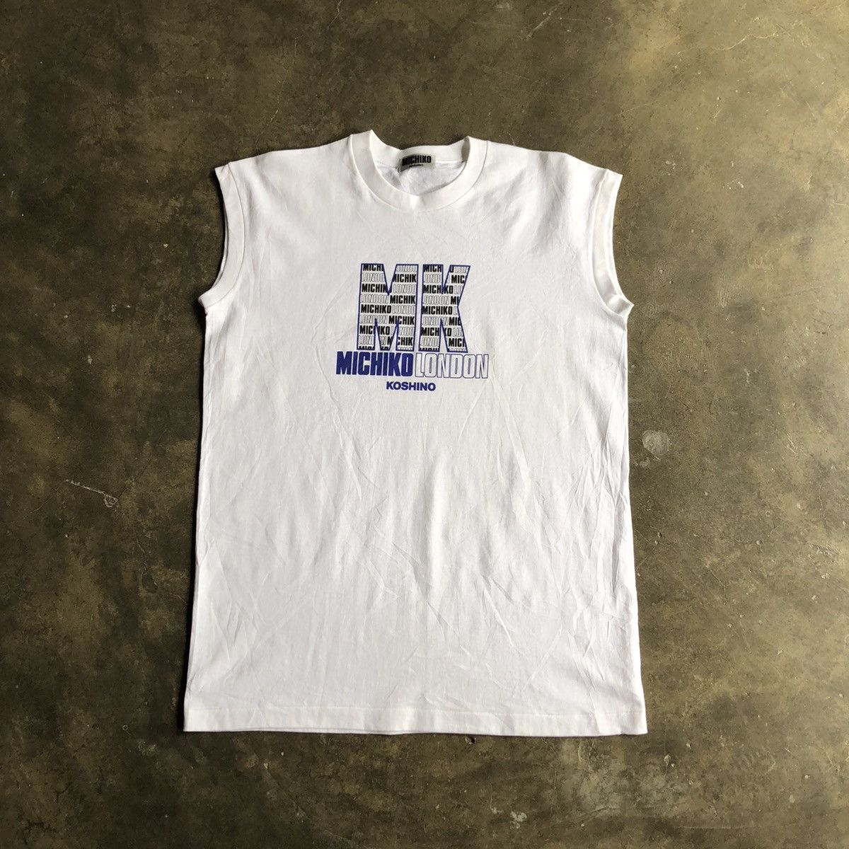 Michiko Koshino London MICHIKO LONDON Spell Out Big Logo Tank Top 🍒 Size US L / EU 52-54 / 3 - 1 Thumbnail