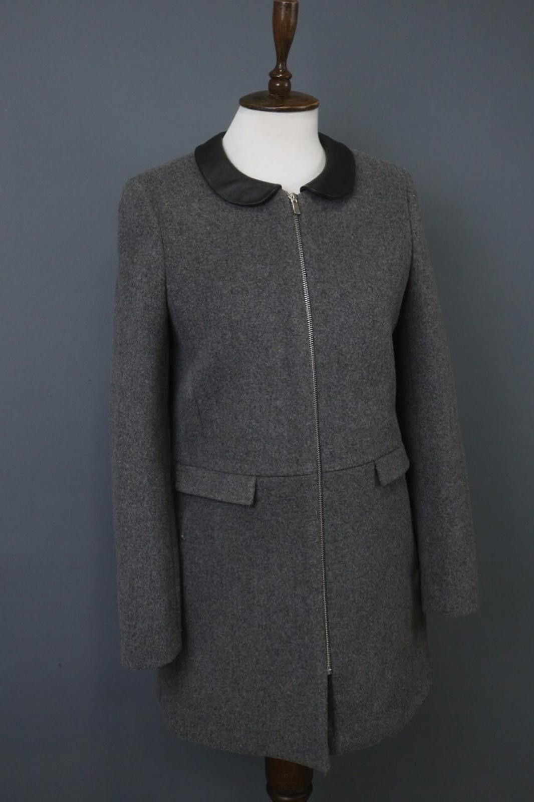 Designer Claudie Pierlot Gray Wool Cashmere Collar Basic Coat Size 38 Size M / US 6-8 / IT 42-44 - 7 Thumbnail