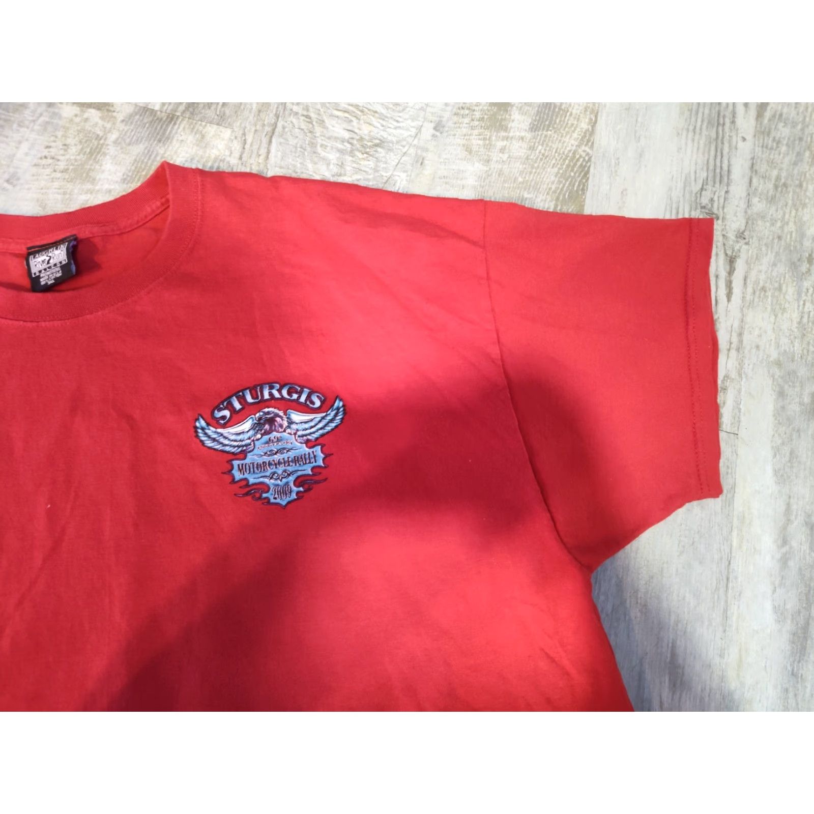 J.McLaughlin VINTAGE Sturgis Shirt 3XL Red Officially Licensed Laughlin USA 69th Anniversary T-Shirt Men Red 3XL USA Biker Motorcycle Graphic Print Two Sided Size US XXL / EU 58 / 5 - 5 Thumbnail
