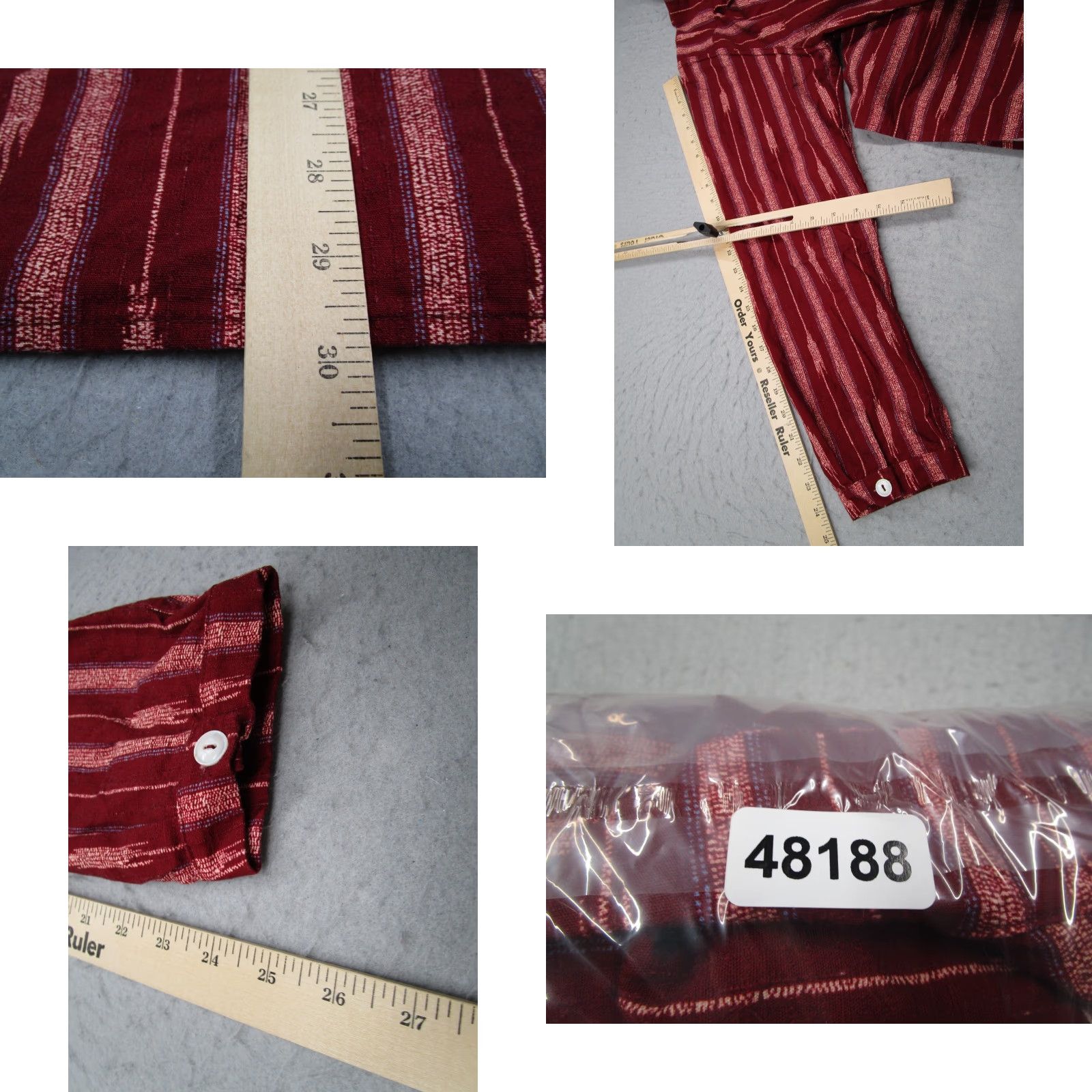 House of CB VINTAGE House of St. Clair Men's Shirt XL Red Cotton Long Sleeve Button Up Geometric Fall Spring Summer Winter casual formal Size US XL / EU 56 / 4 - 8 Thumbnail