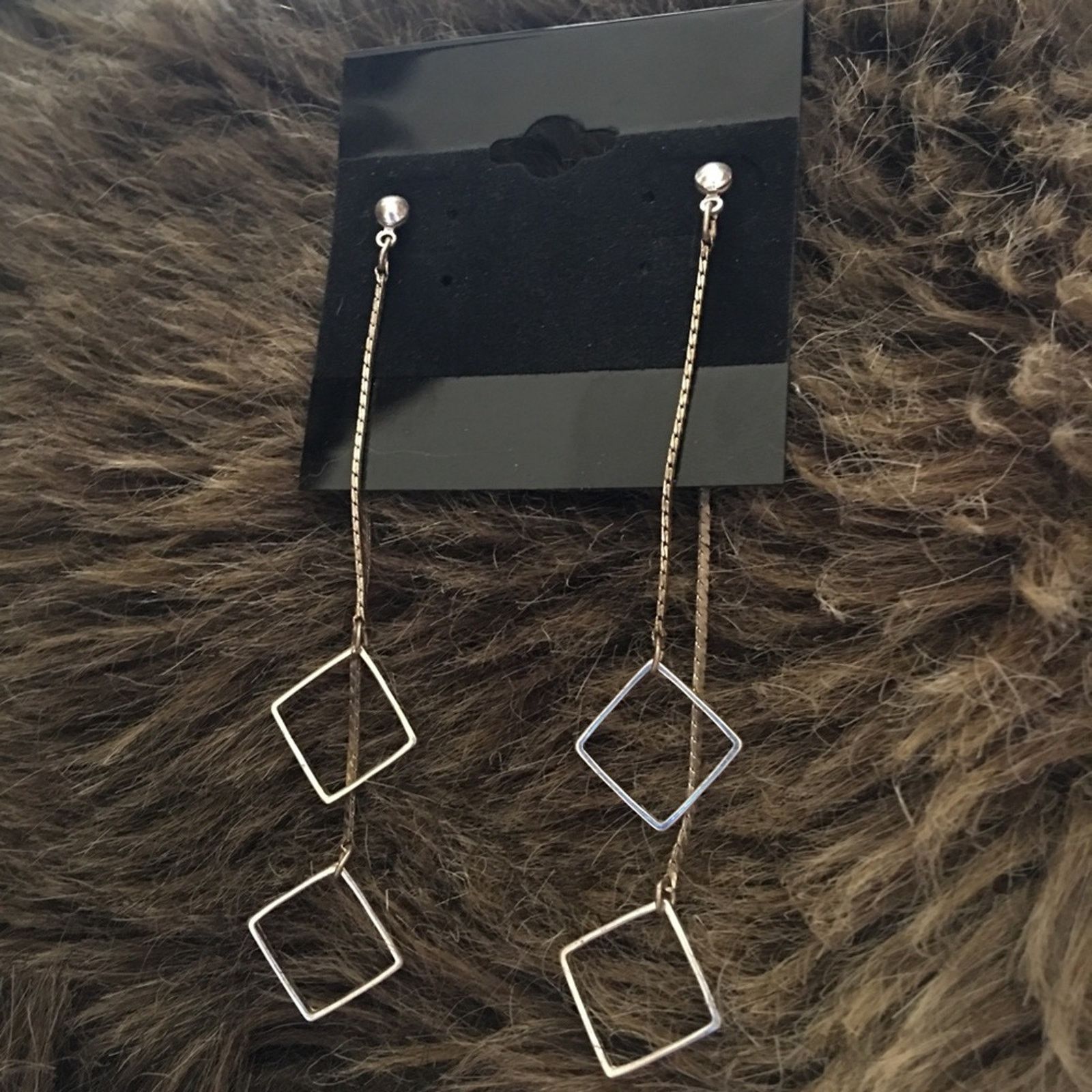 Jewelry Silver tone chain diamond charm pierced earrings Size ONE SIZE - 3 Thumbnail