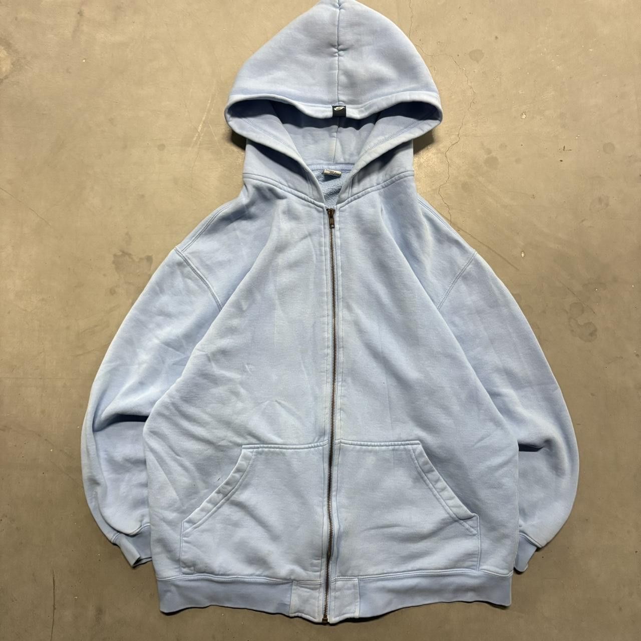 Anchor Blue Crazy Vintage Y2K/2000s Blank Blue Anchor Blue Zipup Hoodie with Staining! Size US L / EU 52-54 / 3 - 1 Thumbnail