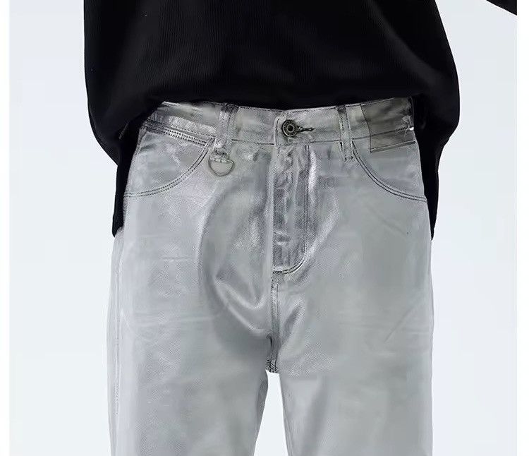 Other Streetwear Hip Hop Silver Designer Y2k Jeans Pants Size US 30 / EU 46 - 5 Thumbnail