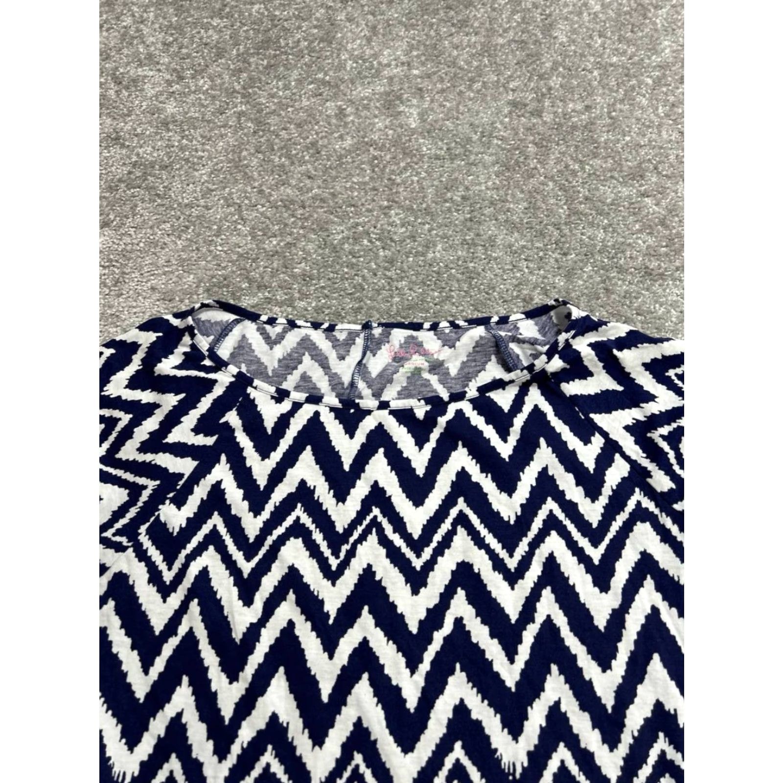 Lilly Pulitzer Lilly Pulitzer Shirt Dress Womens Medium White Chevron Pima Cotton Cap Sleeve Size M / US 6-8 / IT 42-44 - 3 Thumbnail