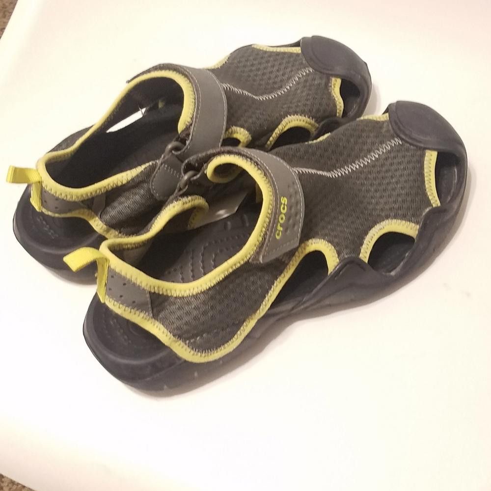 Designer Crocs Gray and Yellow Sandals 9M Size US 9 / EU 42 - 1 Thumbnail