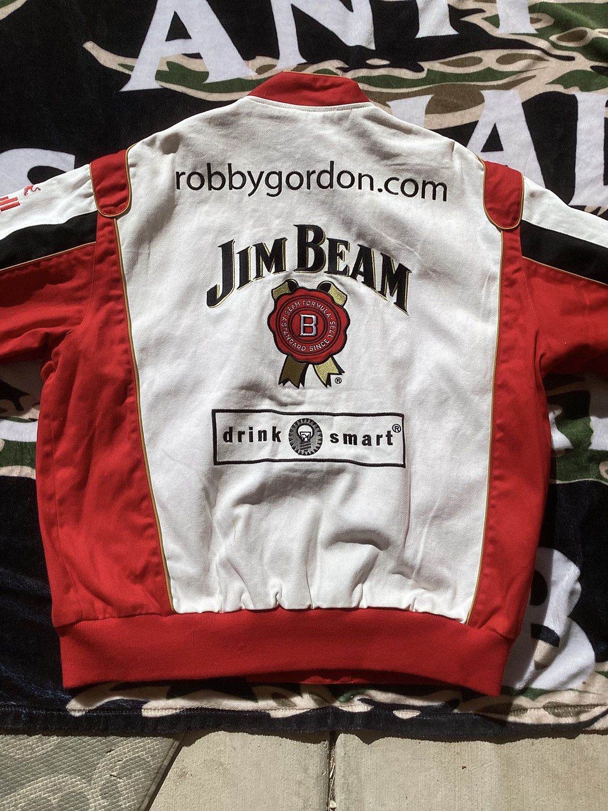 NASCAR Vtg Robby Gordon jim beam whiskey Redbull Harrahs jacket Size US XL / EU 56 / 4 - 3 Thumbnail