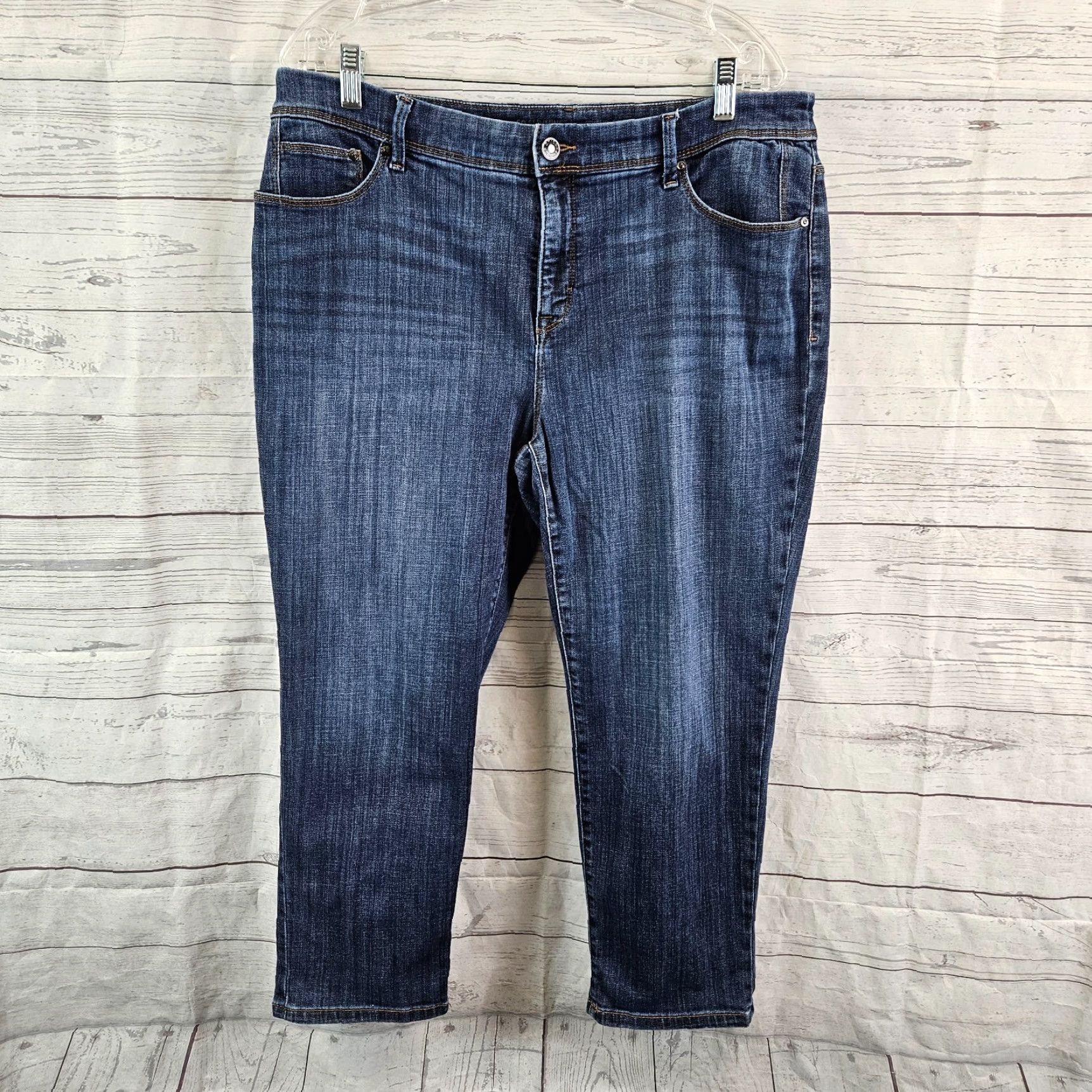 Vintage Chico's So Slimming Womens Girlfriend Crop Jeans Sz 14P Blue Mid Rise Size 36" / US 14 / IT 50 - 2 Thumbnail
