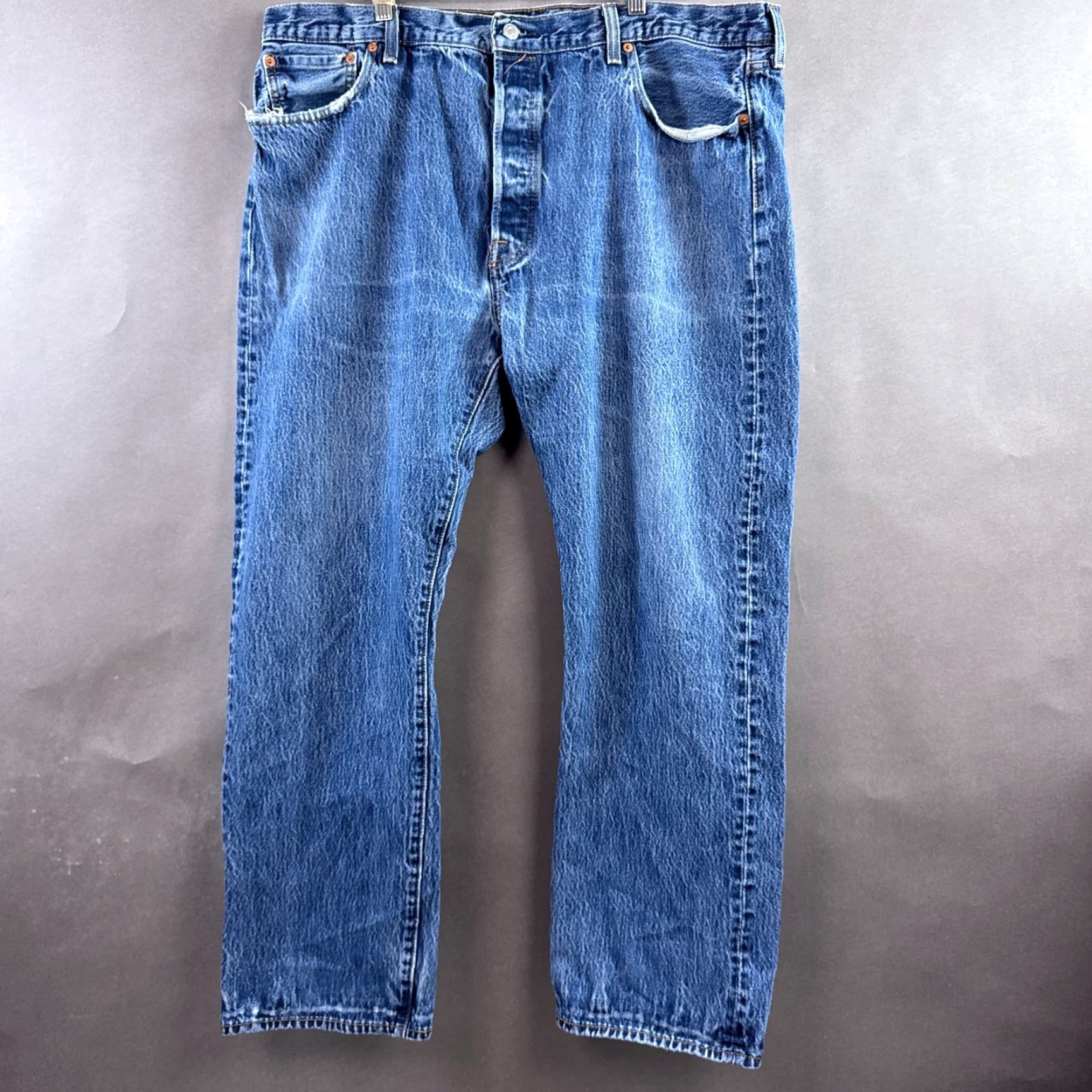 Levi's Levi's 501 Jeans Mens 42x32 Blue Distressed Button Fly Workwear Chore Pants Straight 5-Pocket Denim Regular Size Type: Jeans Size US 42 / EU 58 - 3 Thumbnail