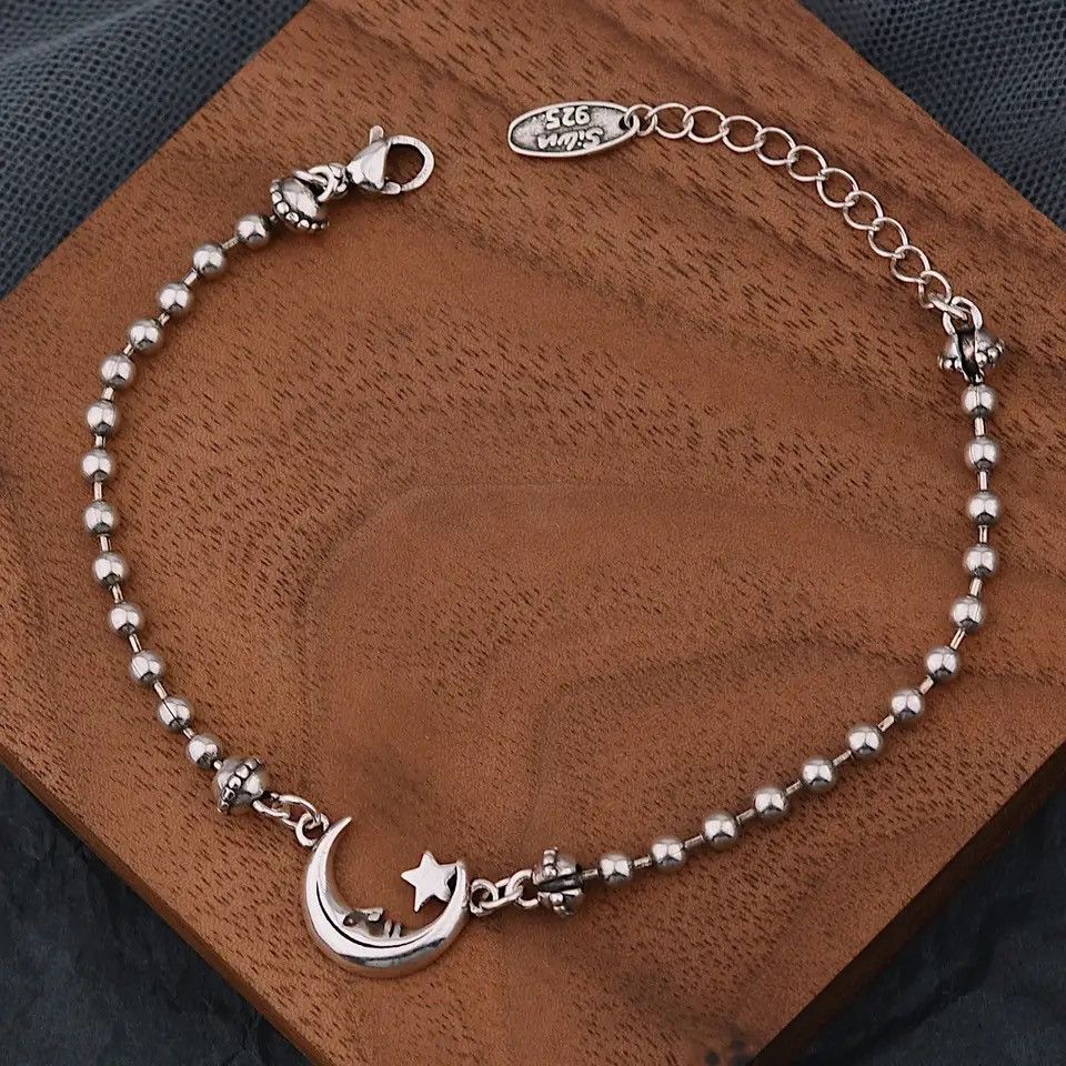 Other 100% Solid 925 Sterling Silver Hiphop Thick Moon Bracelet Size ONE SIZE - 1 Thumbnail