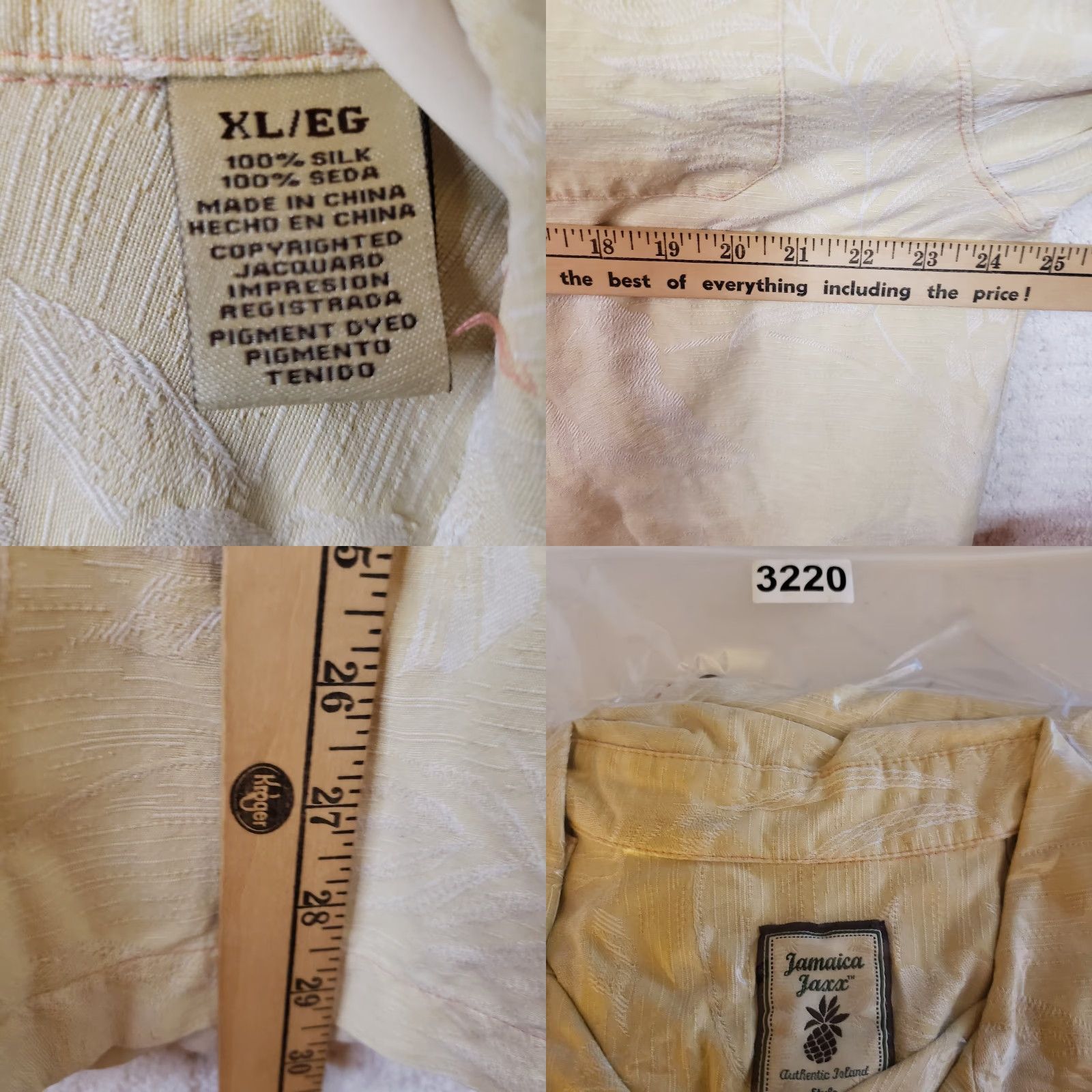 Vintage JAMAICA JAXX Men XL Short Sleeve Button-Down Floral Silk Shirt Yellow Size US XL / EU 56 / 4 - 9 Thumbnail