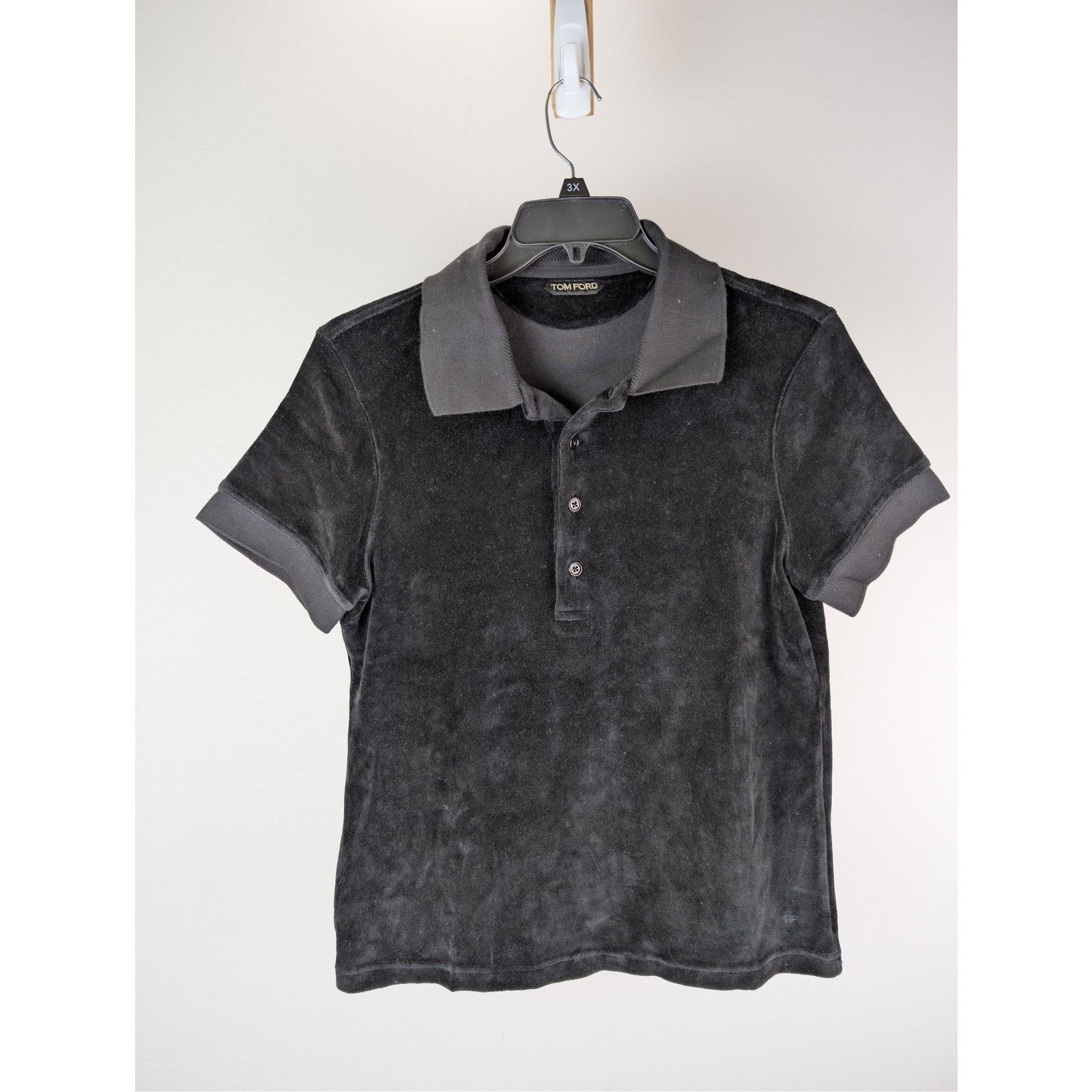 Tom Ford o1rshd1 CC20 Black Modal Velour Polo Shirt in Black Size US M / EU 48-50 / 2 - 2 Thumbnail