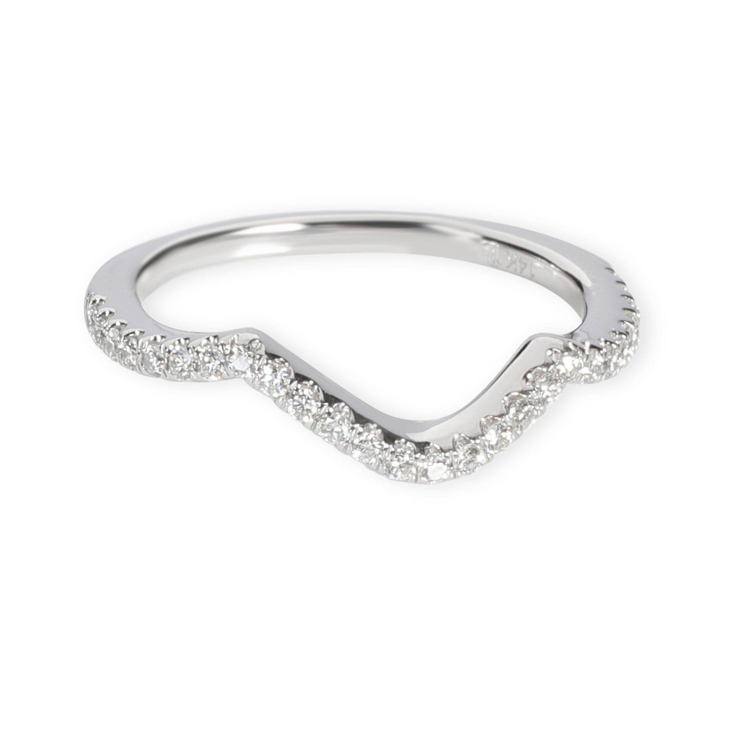 Blue Nile Curved Diamond Wedding Band in 14K White Gold 0.17 CTW