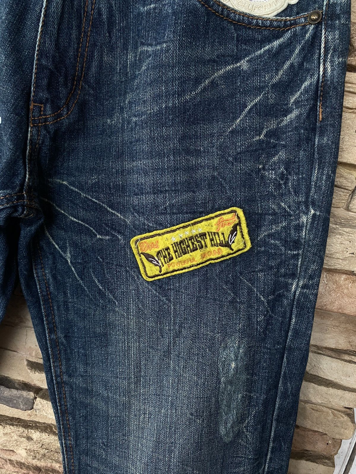 Japanese Brand Rare Flare Patchwork The Highest Hill Distressed Jeans Size US 33 - 6 Thumbnail
