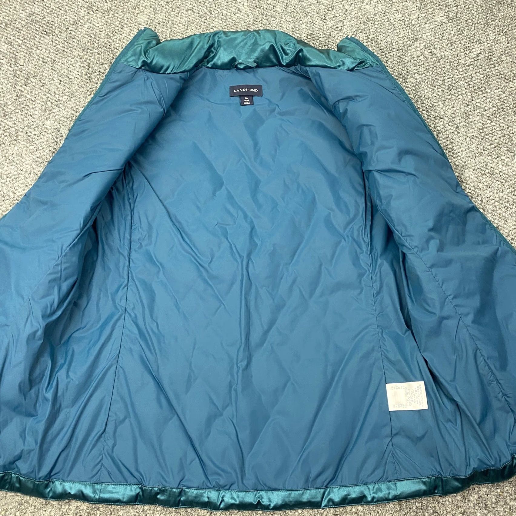 Lands' End Lands End Vest Womens Medium Teal Quilted Goose Down Puffer Insulated Zip Shiny Size M / US 6-8 / IT 42-44 - 5 Thumbnail