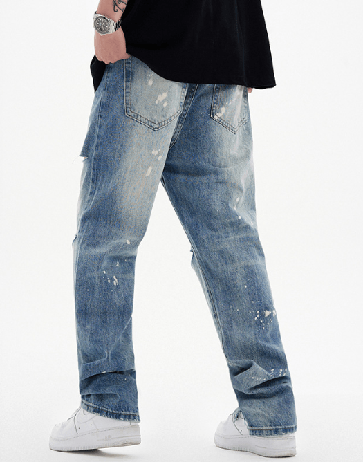 Japanese Brand × Jean Men's straight loose versatile trendy hip-hop ripped jeans Size US 32 / EU 48 - 3 Thumbnail