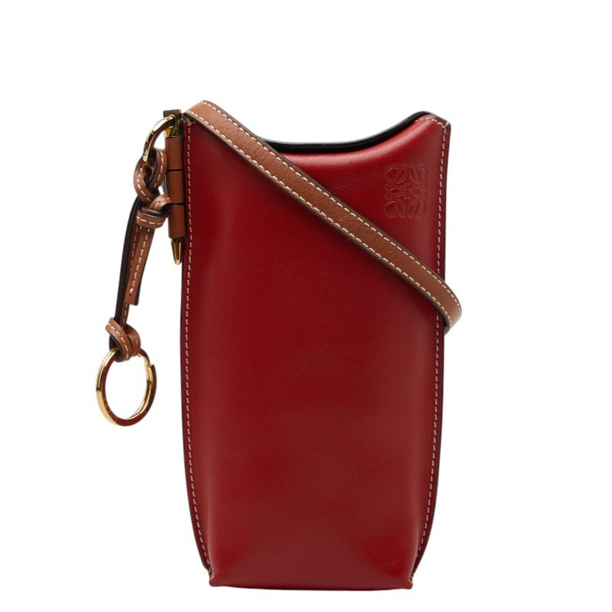 Loewe Loewe Anagram Gate Pocket Crossbody Shoulder Bag, Brown and Red Leather, Women's. Size ONE SIZE - 1 Thumbnail