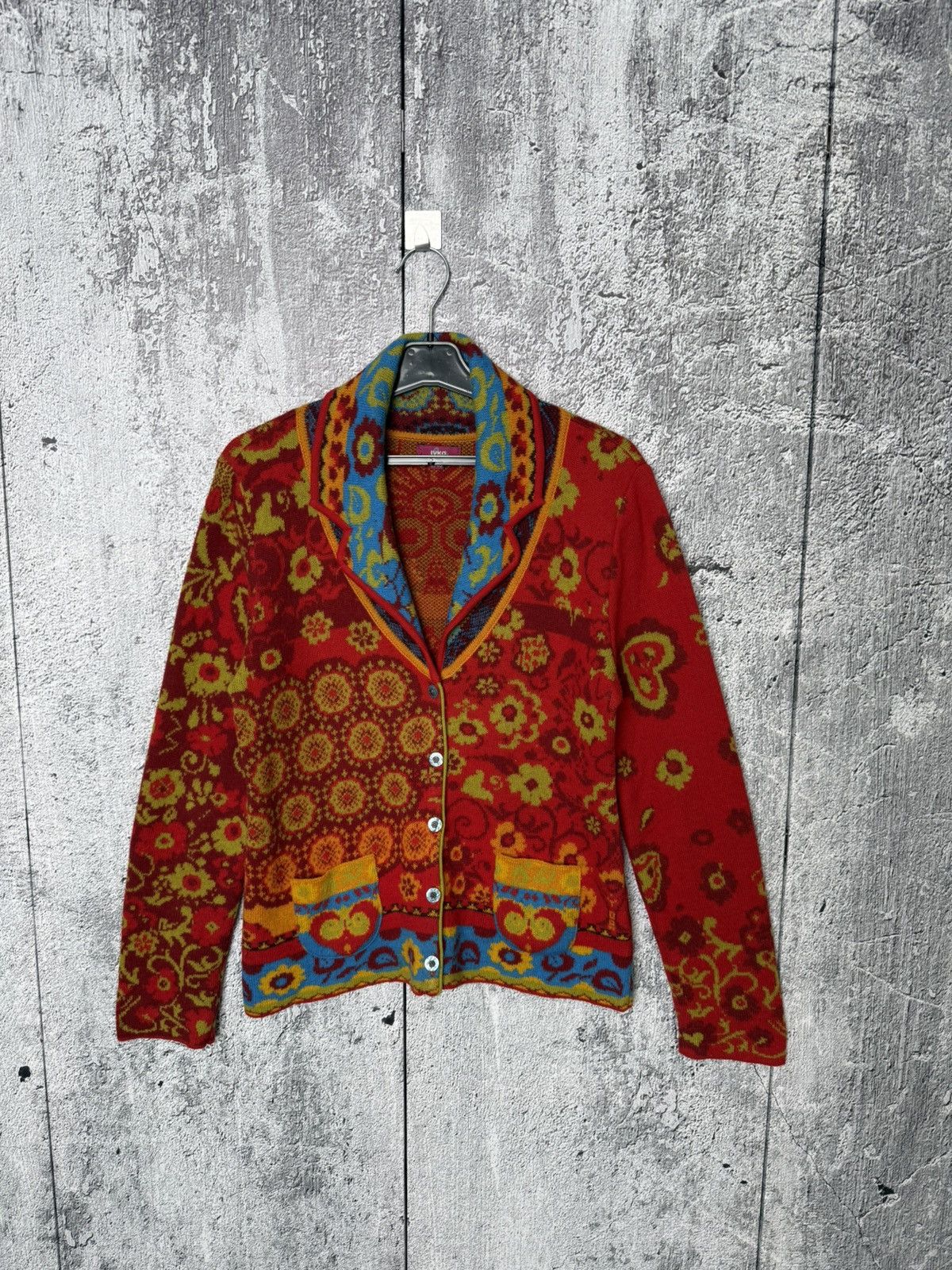 IVKO Wool Multicolor Floral Knit Cardigan Jacket Size L