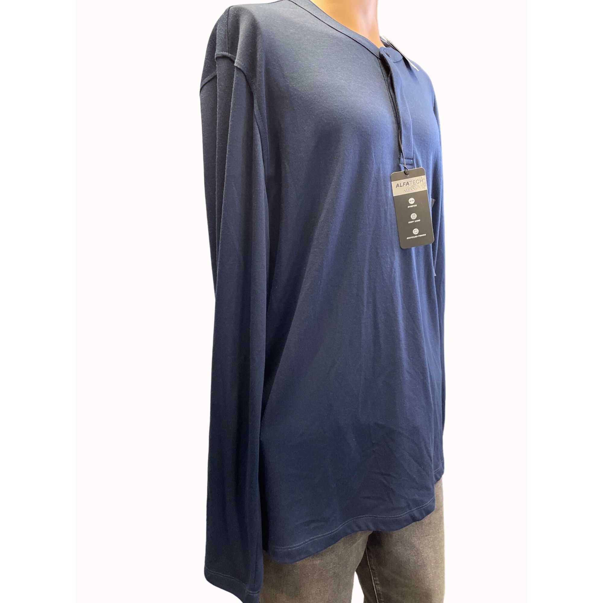 Alfani Alfani Mens Navy Blue Long Sleeve Basic Knit Shirt SIze L SK Size US L / EU 52-54 / 3 - 2 Thumbnail