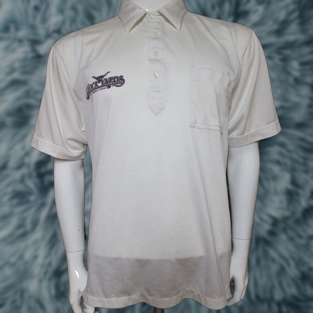 Vintage VINTAGE Pro Celebrity Polo Shirt XL White Cotton Blend Men Rugby 80s Fort Worth Stockyards Nice, Short Sleeve, Collared Size US XL / EU 56 / 4 - 1 Thumbnail
