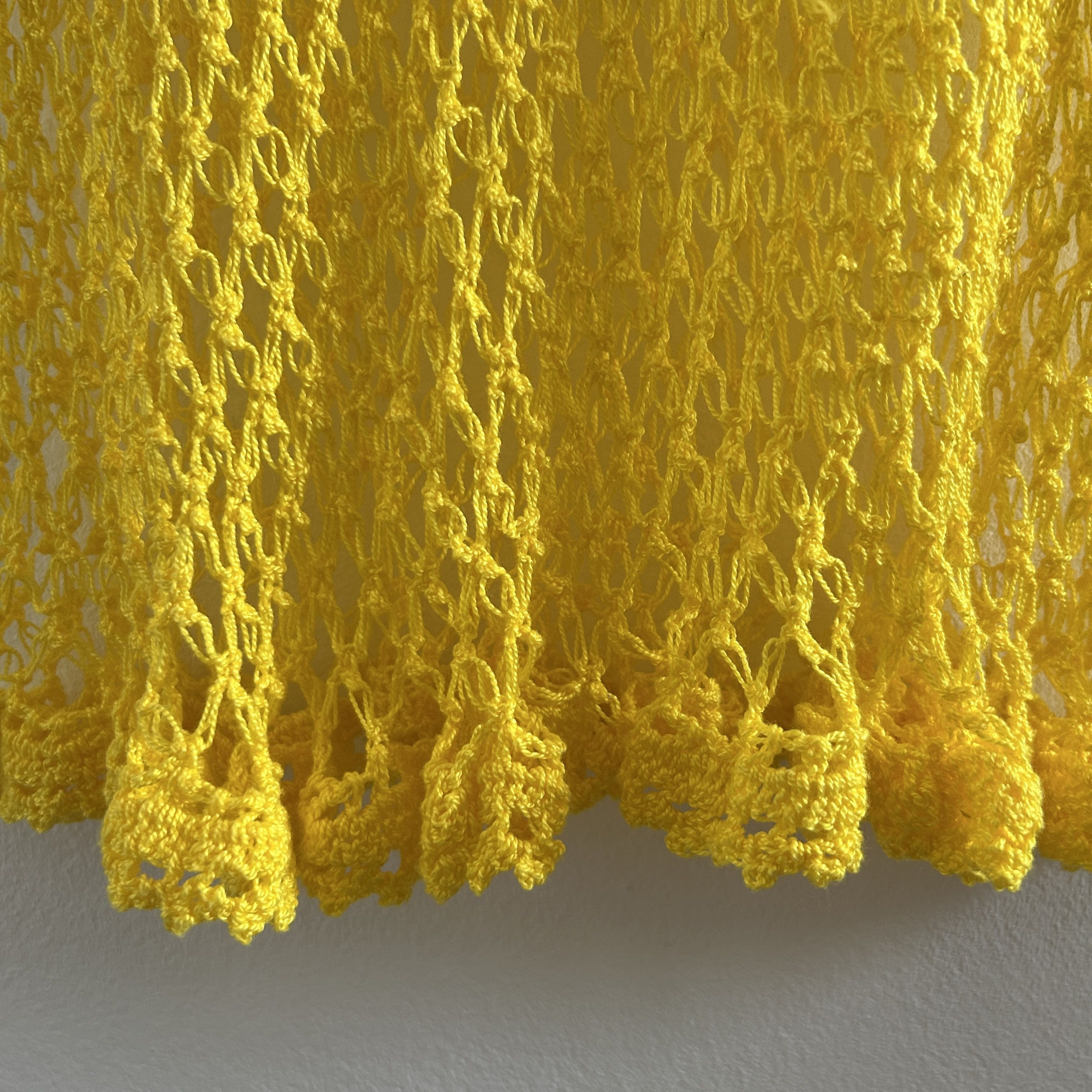 Vintage Vintage Y2K Does 70s Yellow Crochet Beach Cover Up Size S / US 4 / IT 40 - 10 Thumbnail