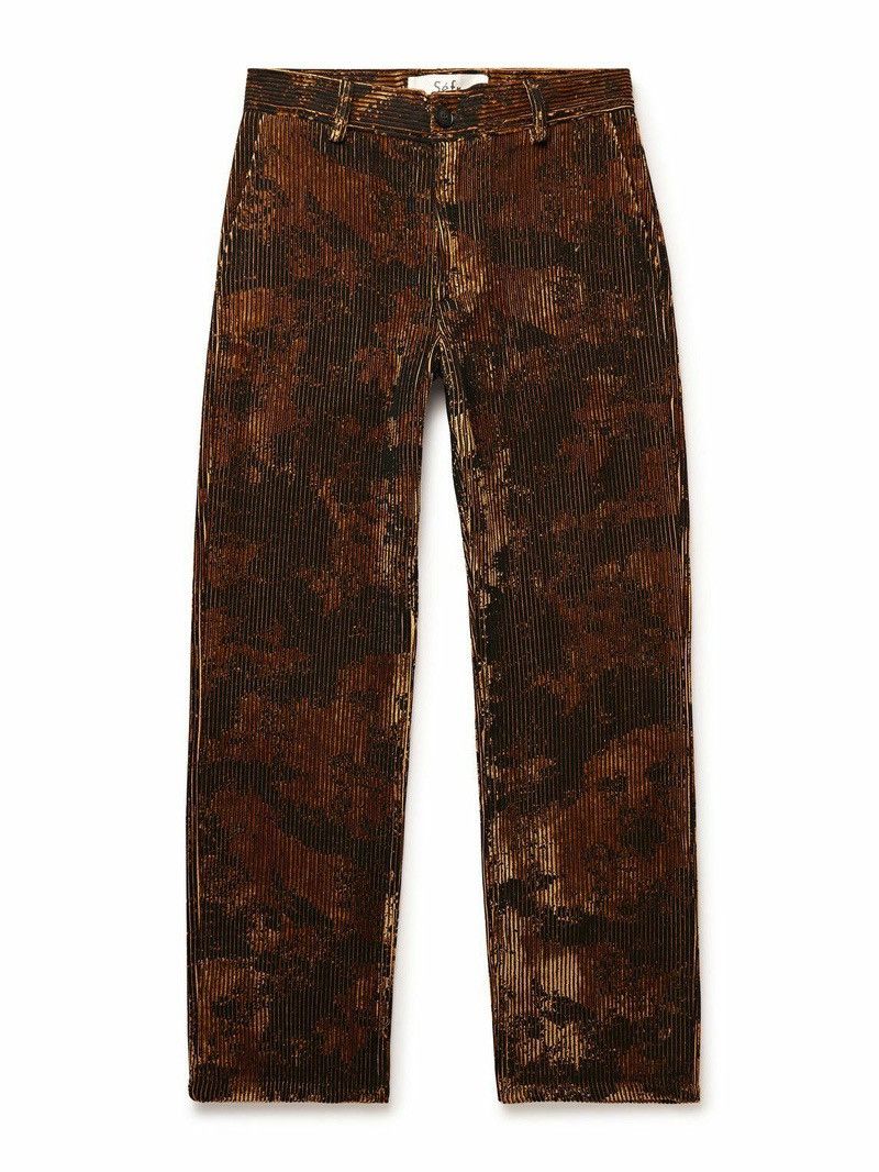Sefr Séfr - Artemesia Straight-Leg Printed Corduroy Trousers Size US 33 - 1 Thumbnail