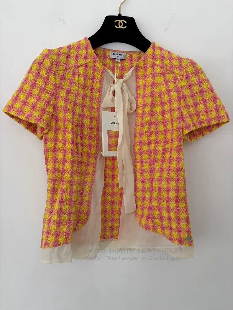 Chanel Chanel 25S stitching tie bow tweed short sleeve Size XXS / US 00 / IT 34 - 1 Thumbnail