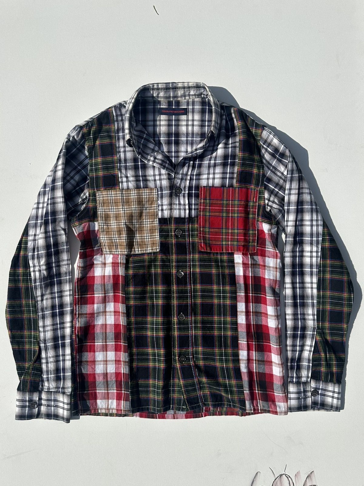 image of Gosha Rubchinskiy Ss2015 Patchwork Flannel, Men's (Size Small)