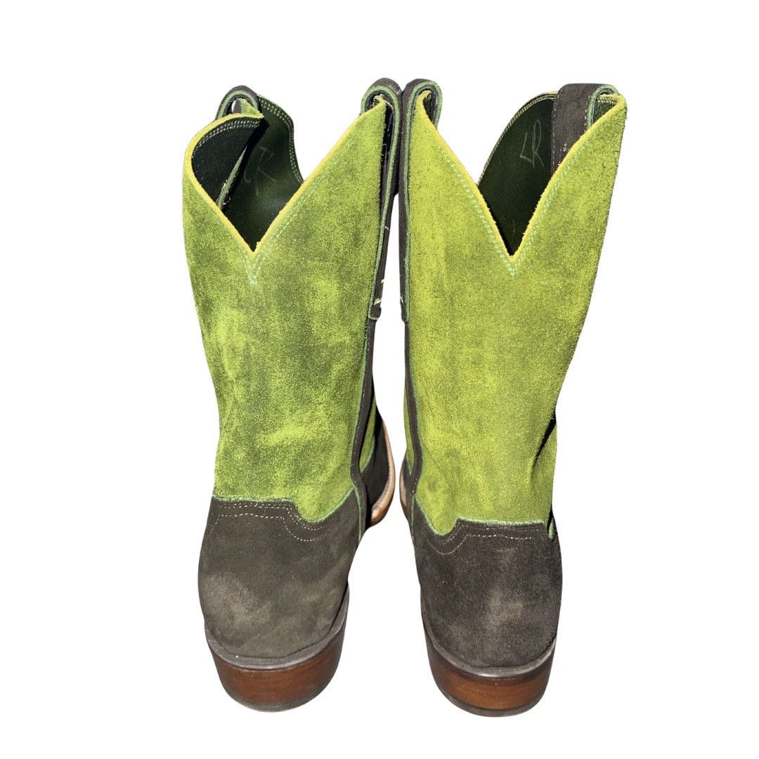 Lucchese Stead Colorblock Olive Leaf Suede Cowboy Roper Boots Western Size US 11 / EU 44 - 4 Thumbnail