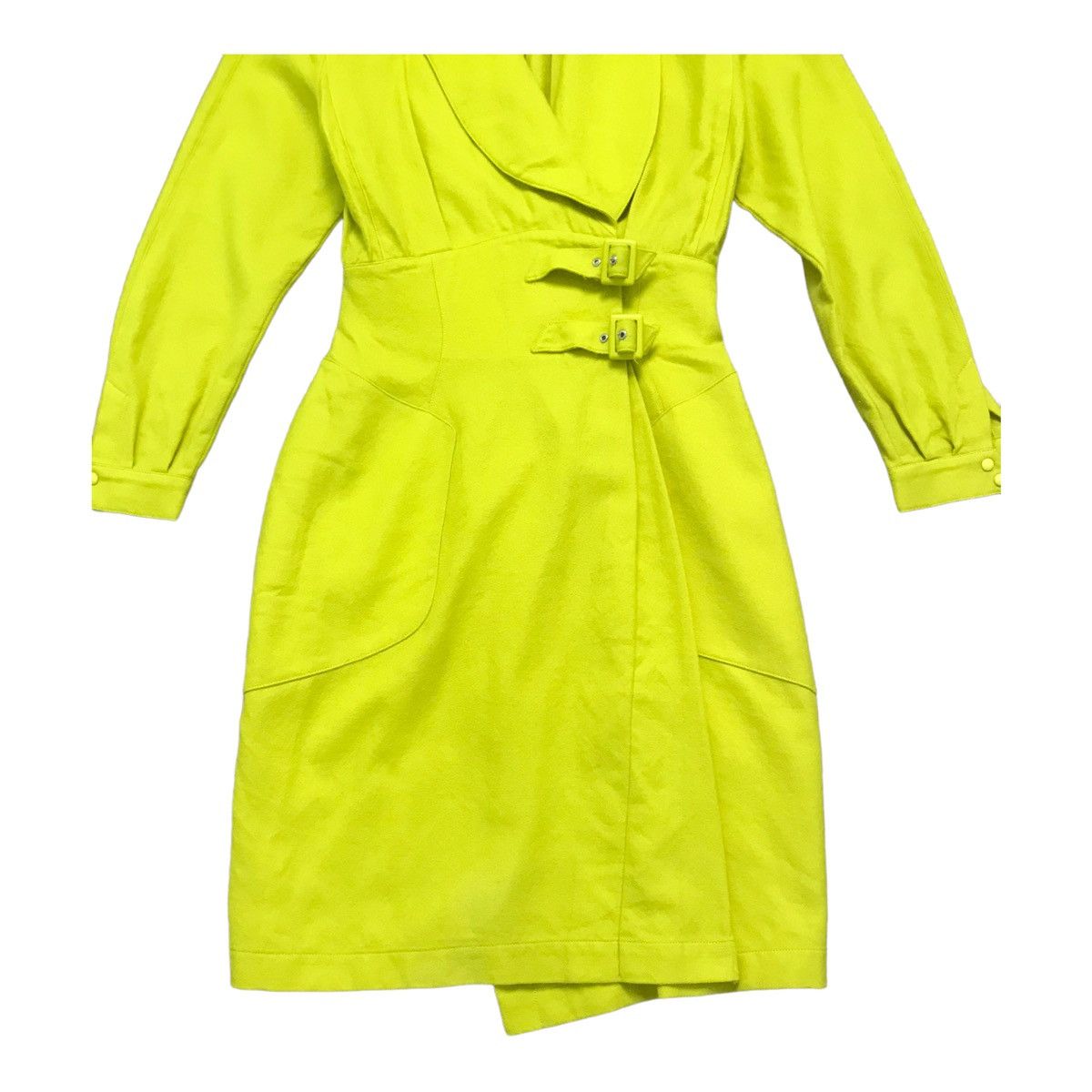 Mugler × Thierry Mugler × Vintage Thierry Mungler Wool Lime Green Dress Size ONE SIZE - 3 Thumbnail
